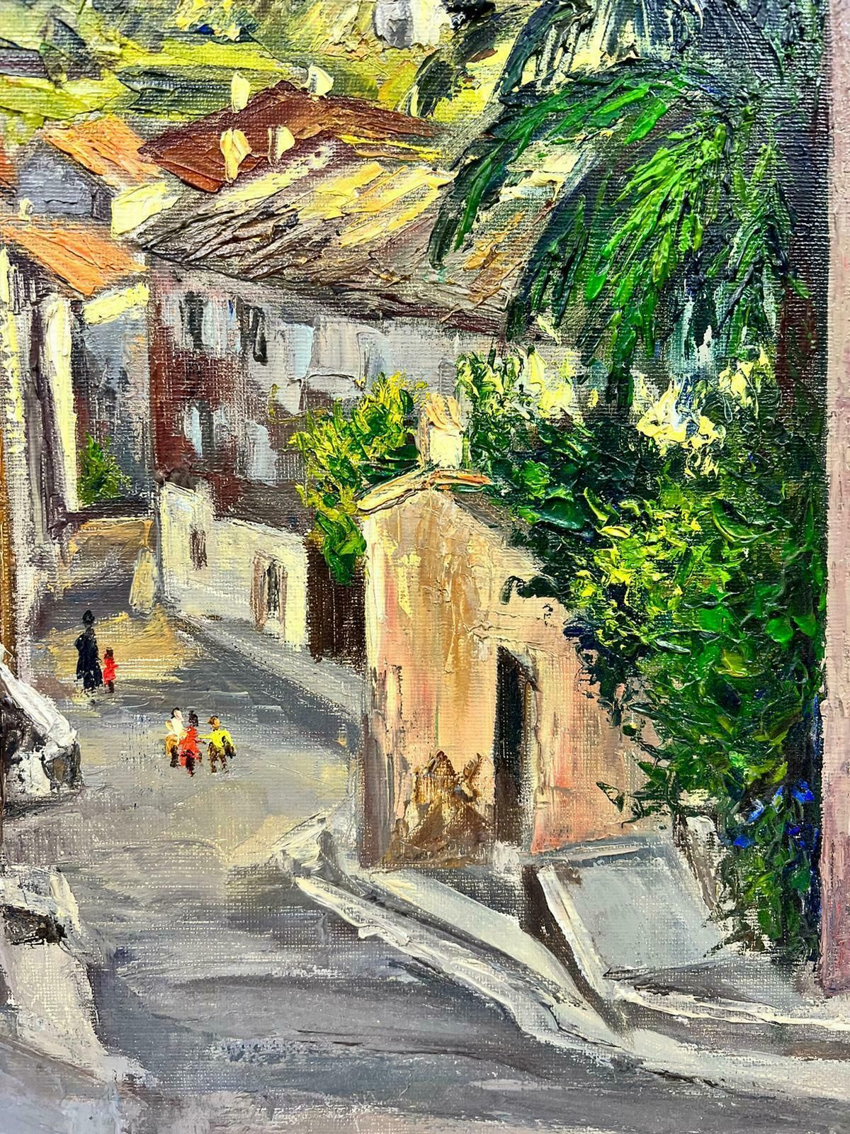 Josine Vignoncagnes Sur Mer 1960's French Post Impressionist Signed Oil Coastal View & Town1960's photo for sale