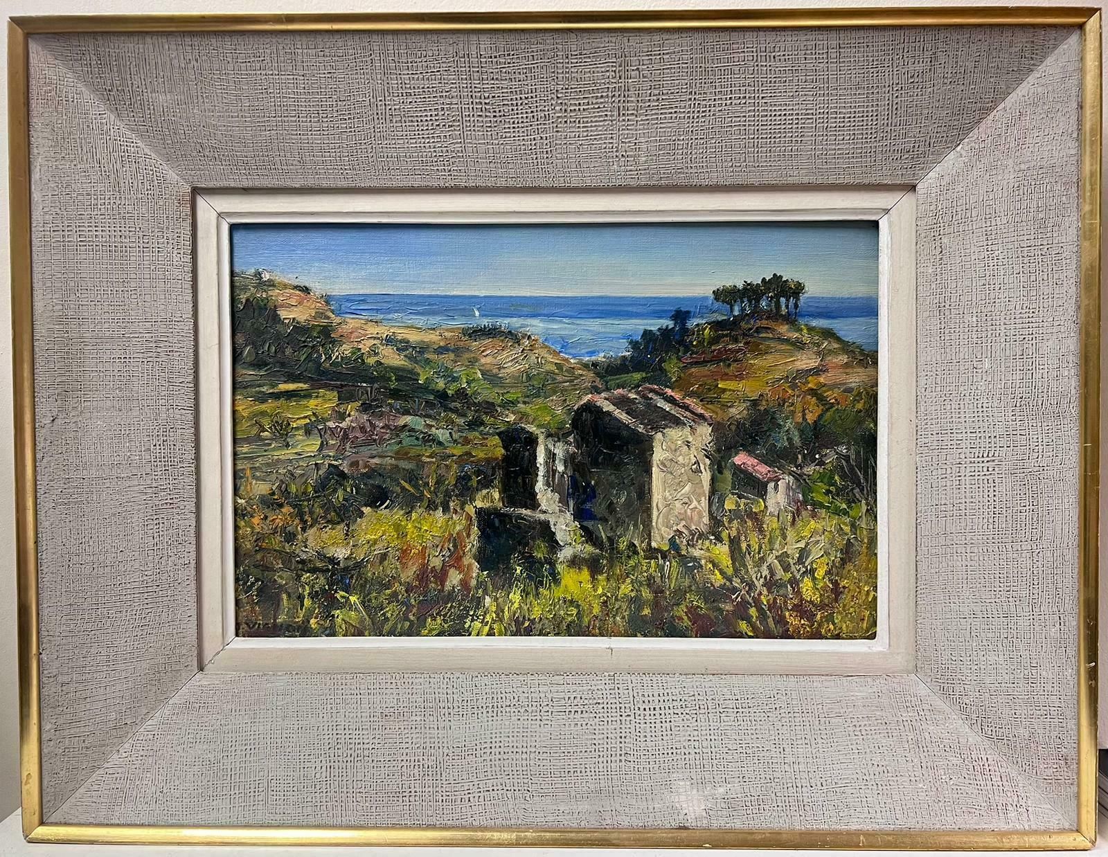 Josine Vignon1960s French Post Impressionist Oil Cagnes Sur Mer French Coastline Landscape1950s photo furniture