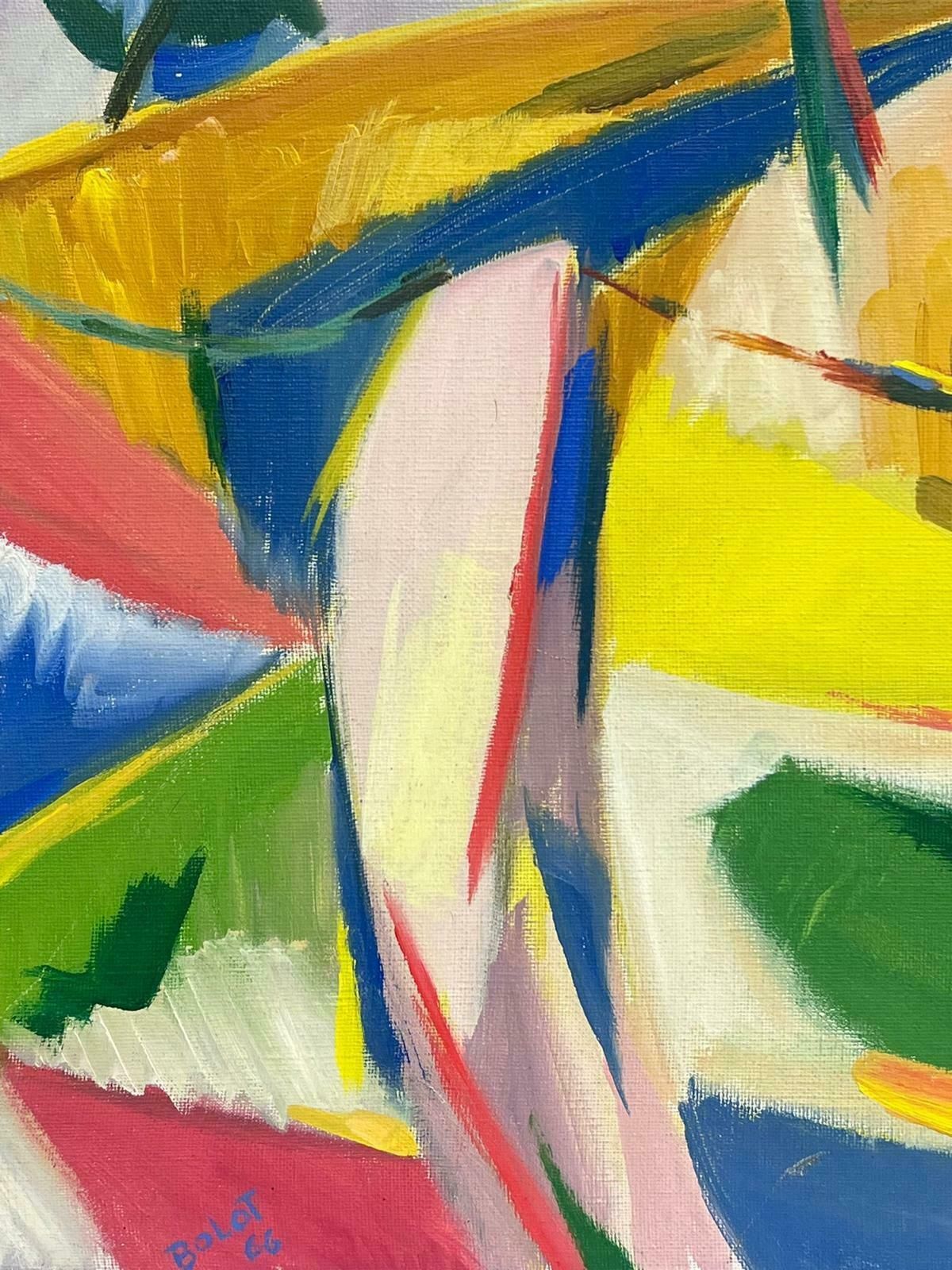 Paul Louis Bolot (French 1918 2003)1960's French Cubist Oil Painting Bright Landscape With Tree Amazing Colors20th Century photo Art