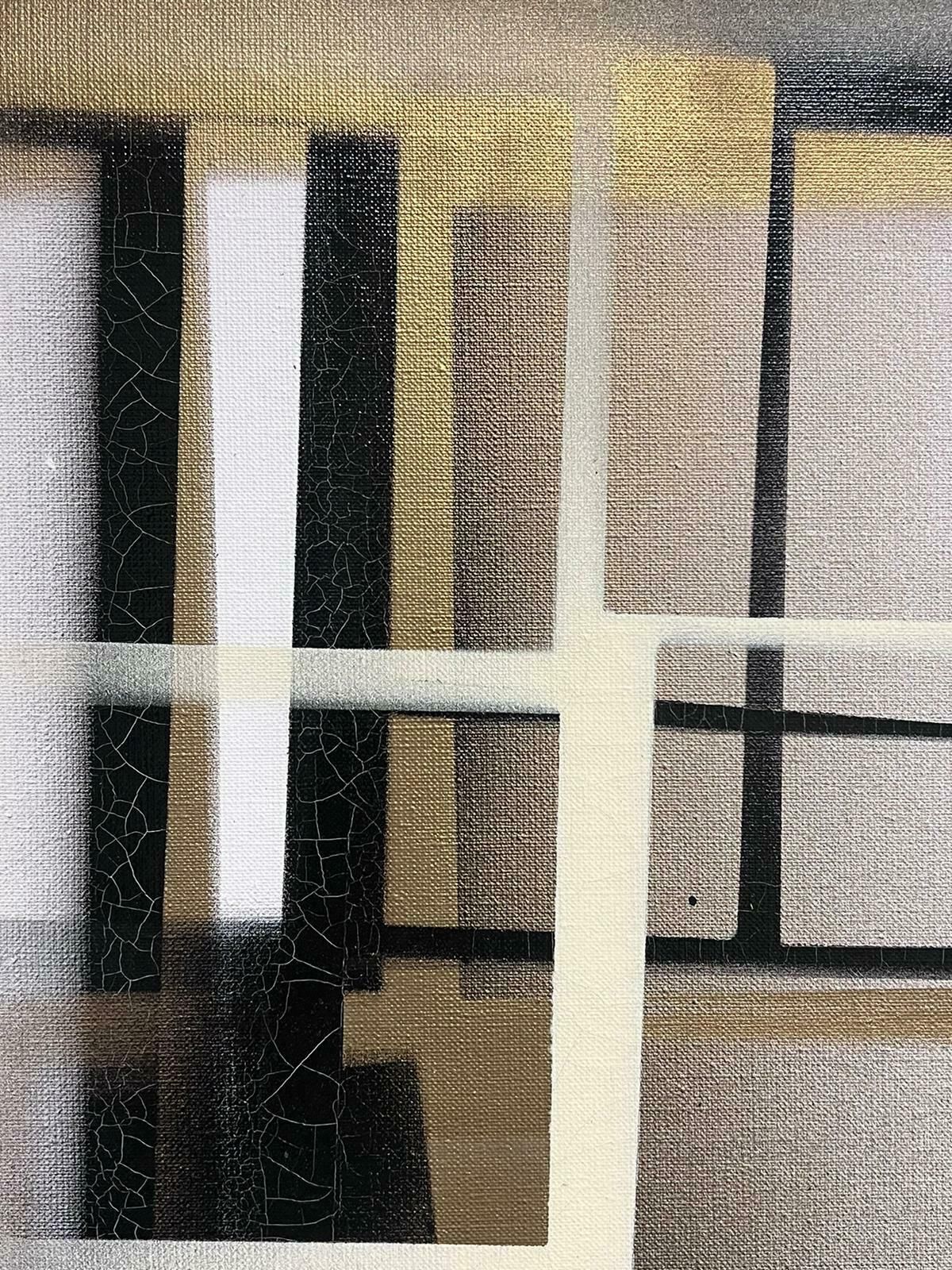 Michel Seguinlarge French Abstract Expressionist Painting Contemporary Gold & Cream And Black photo 873.0