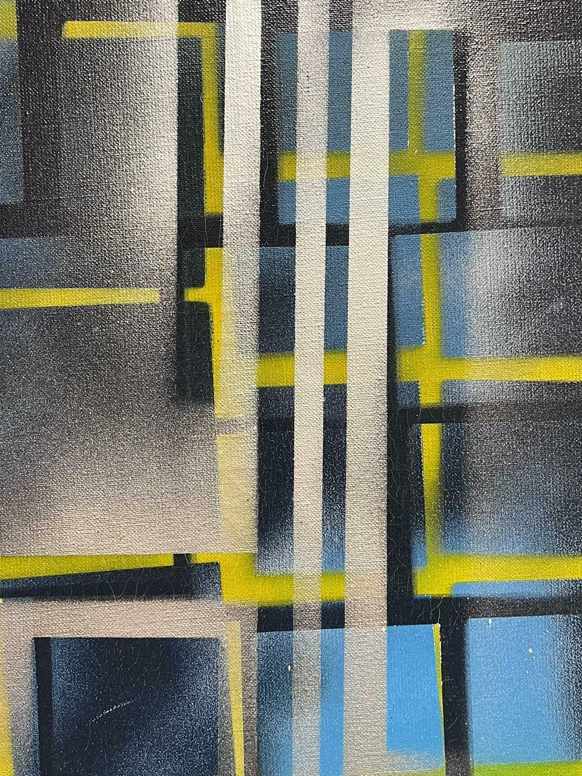 Michel Seguinlarge French Abstract Expressionist Painting Contemporary Blue & Yellow And Grey photo for sale