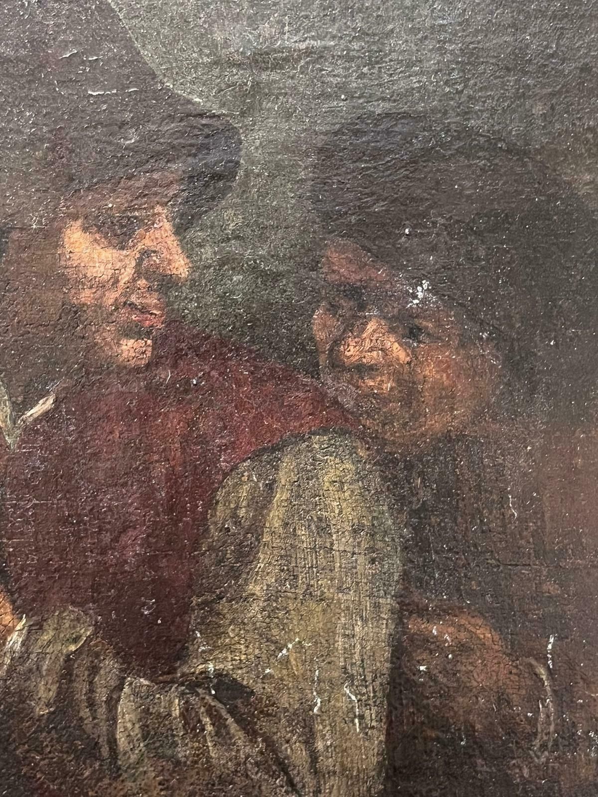 Fine 17th Century Dutch Old Master Oil Painting Two Topers In Deep Conversation photo for sale