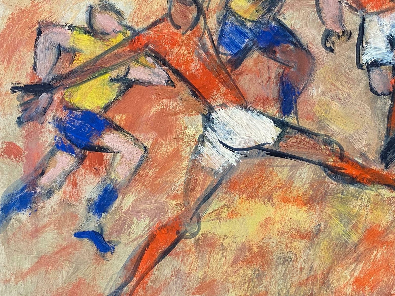 Elisabeth Hahnthe Football Match 20th Century German Modernist Oil Painting Playing Football20th Century photo Art