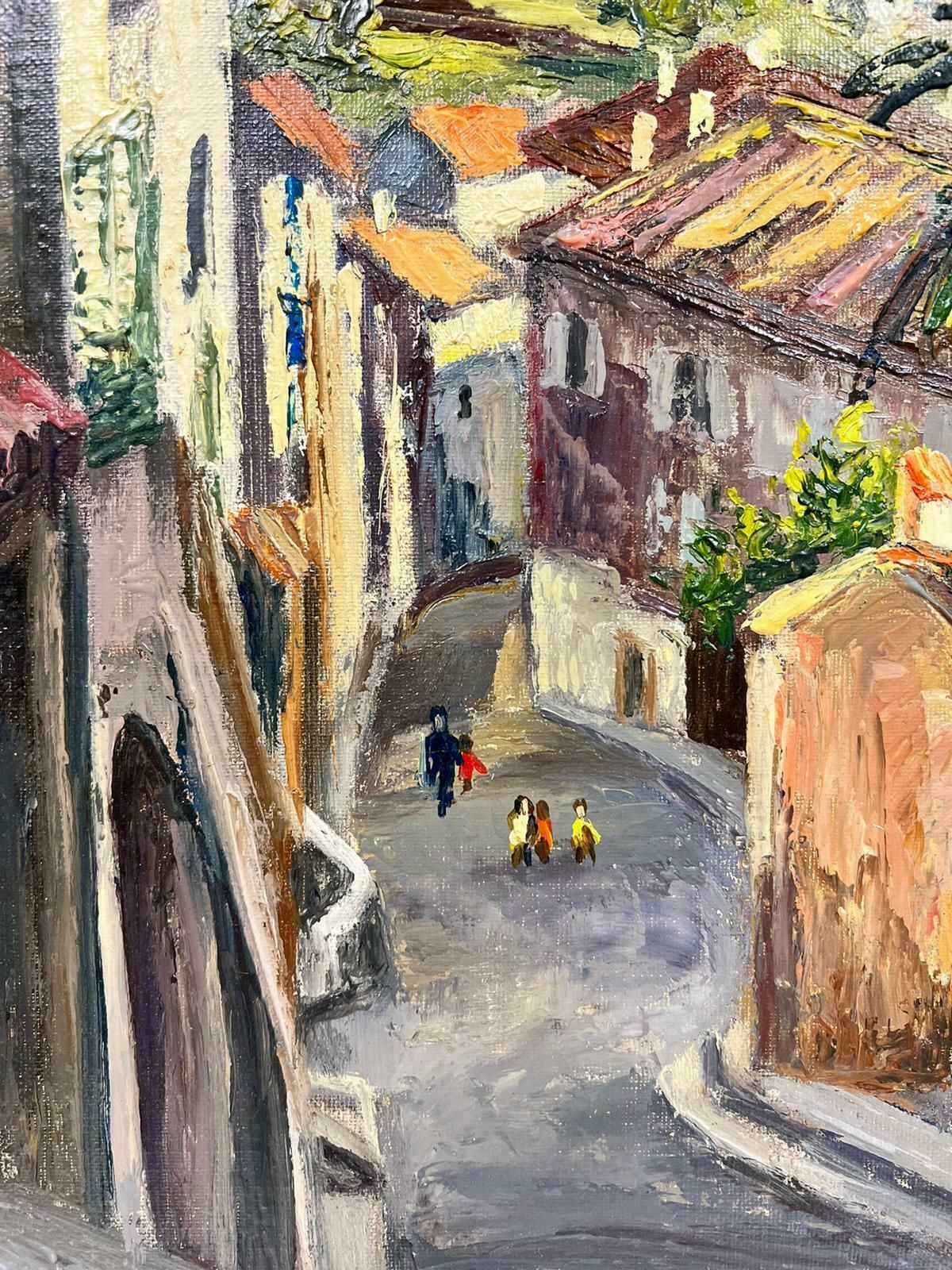 Josine Vignoncagnes Sur Mer French Exotic Town Post Impressionist Signed Thick Oil Impasto1960's photo vintage