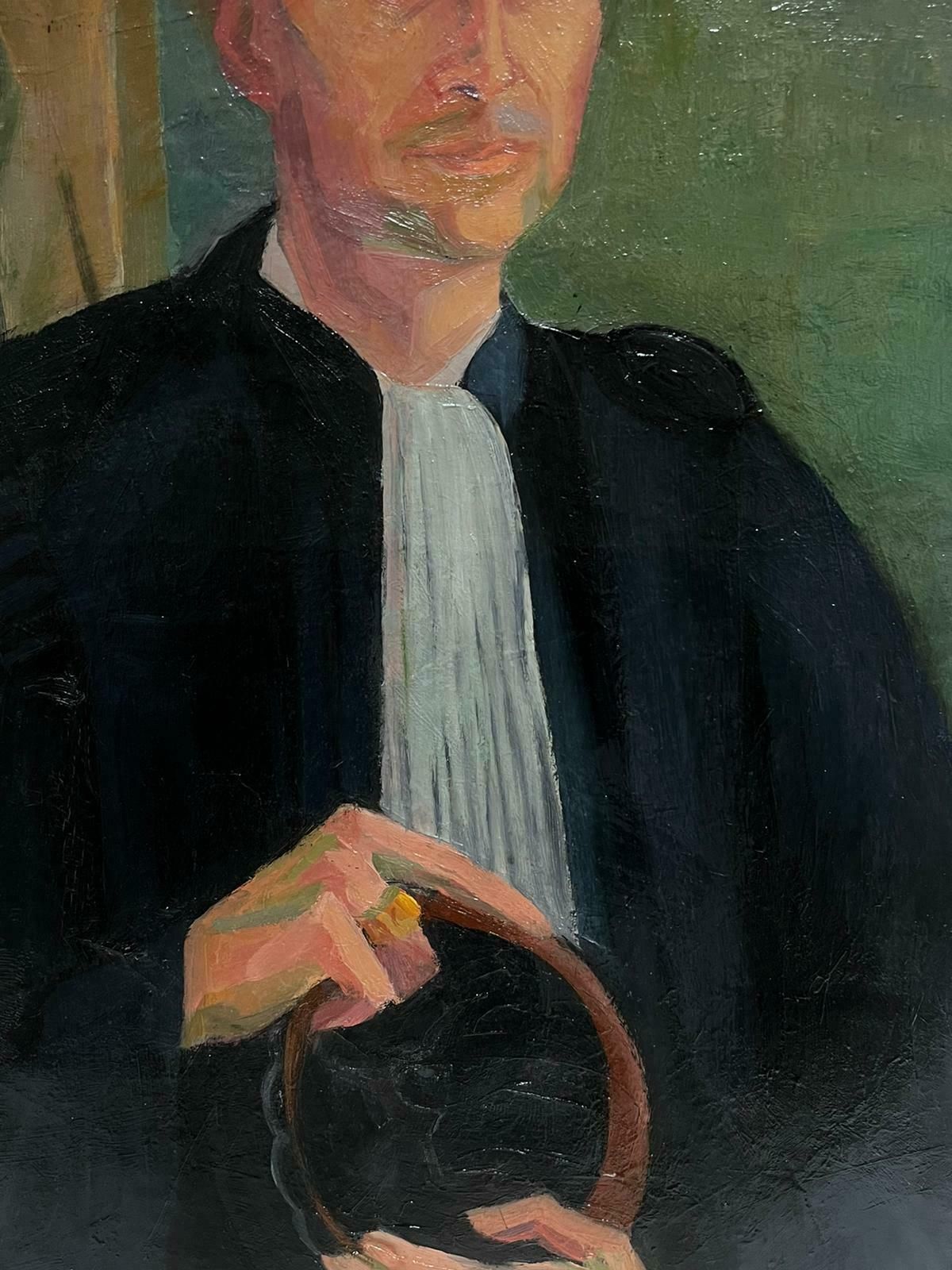 Denise Dardel190's French Post Impressionist Signed Oil Portrait Of Male French Priest1950 photo 923.0