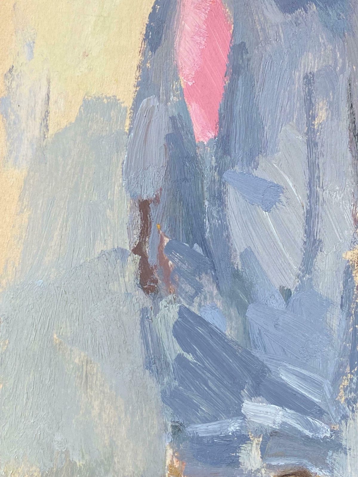 Elisabeth Hahn20th Century German Modernist Oil Painting Figure Study In Blue With Pink Scarf20th Century photo Art