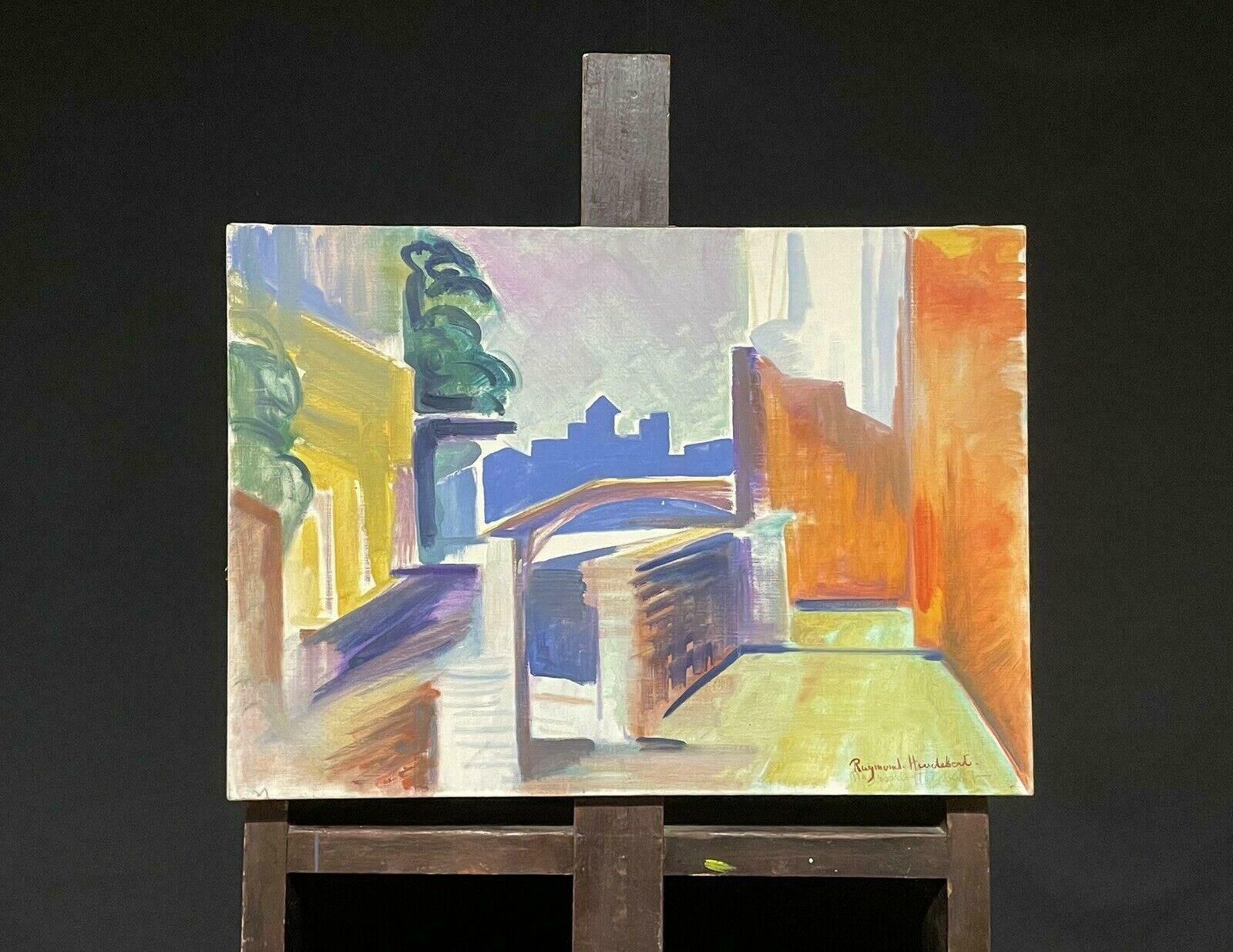 Ray Heudebertraymond Heudebert (1894 1991) French Fauvist Oil   Town Landscape View photo furniture