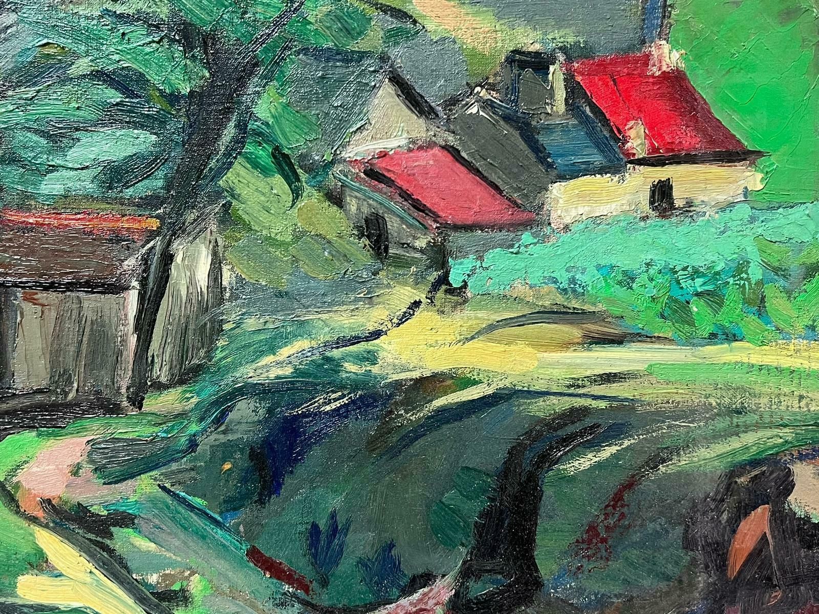 Marguerite Lacrouxmid 20th Century French Modernist Signed Oil House In Green Wooded Landscape photo Art