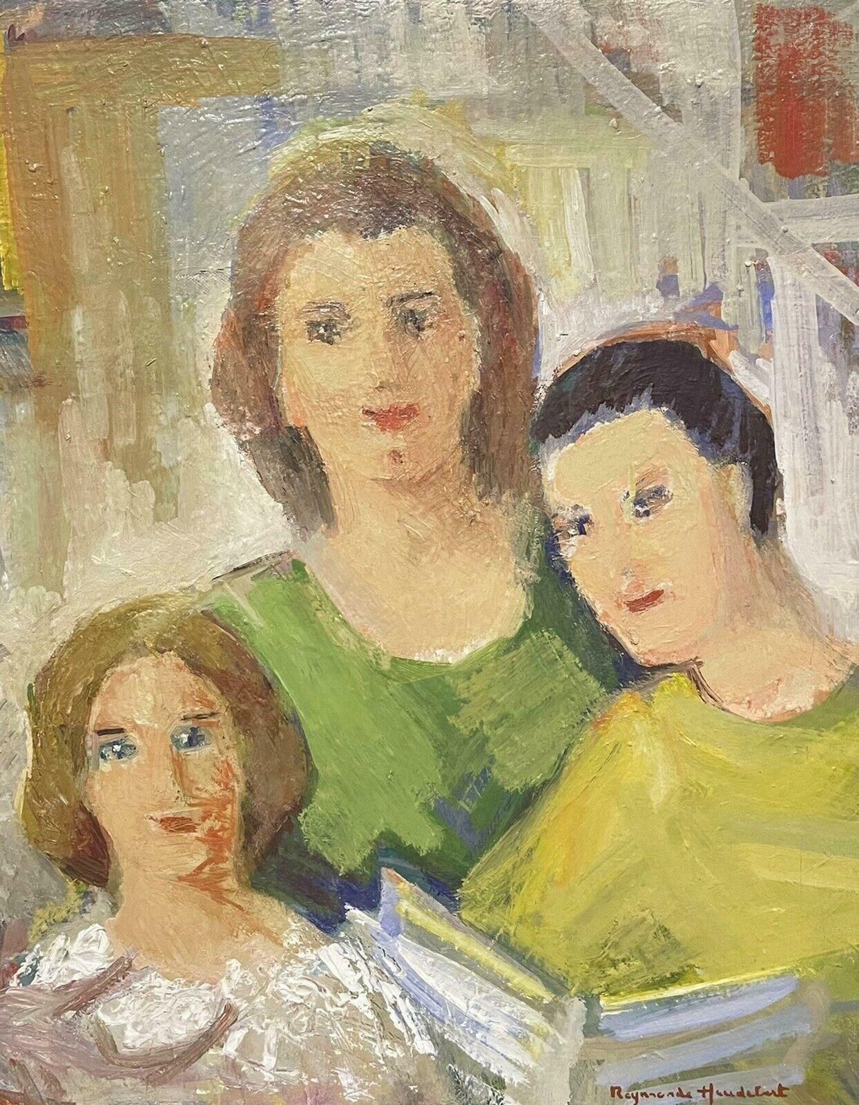 Ray Heudebertray Heudebert (1894 1991) Signed French Post Impressionist Oil   Family Group photo Art