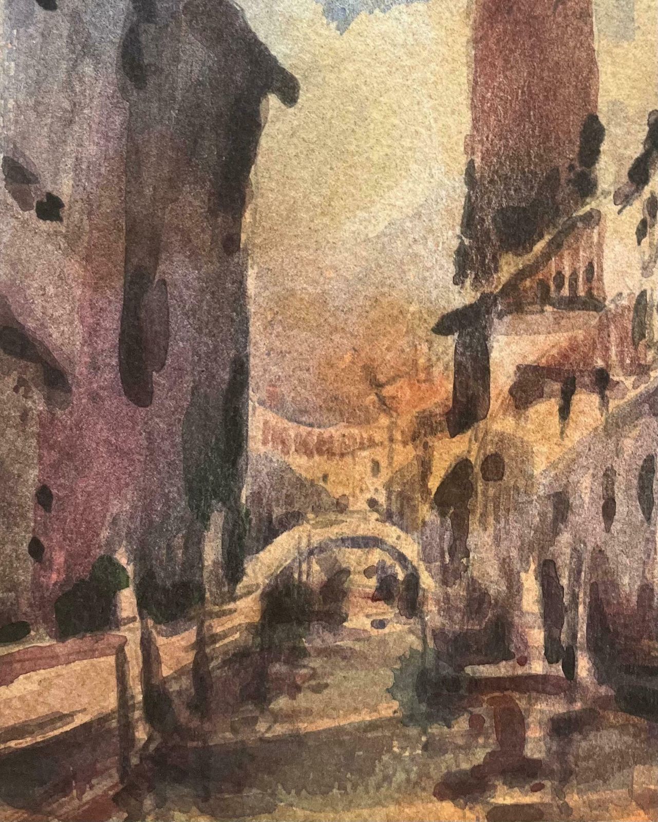 Maurice Mazeiliefrench Impressionist Watercolor Of Venetian Cityscape With Tower And Canal2013 photo 226.0