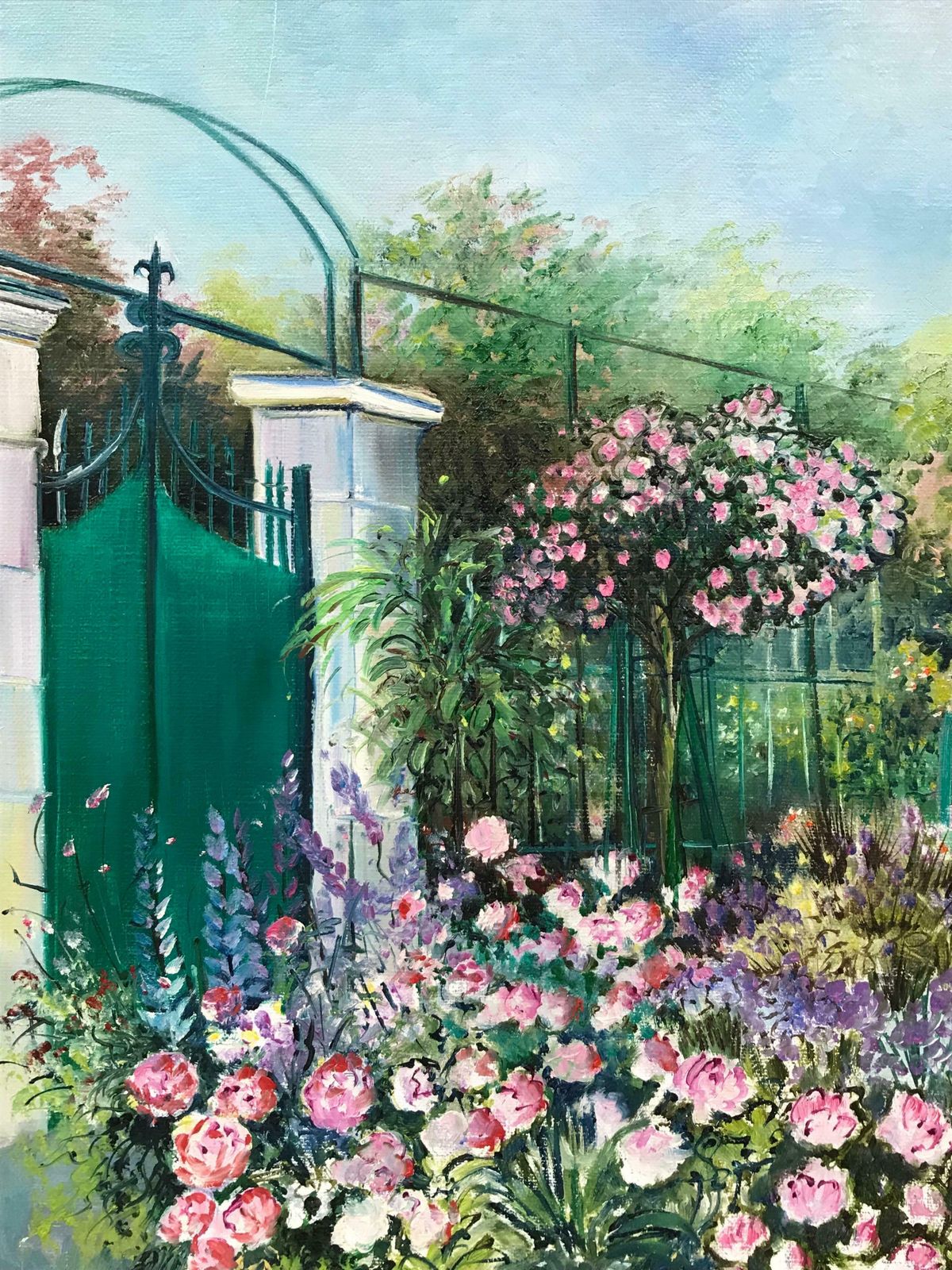 B. Rigaudierethe Garden Door At Giverny, Signed French Impressionist Oil Painting On Canvas photo 975.0