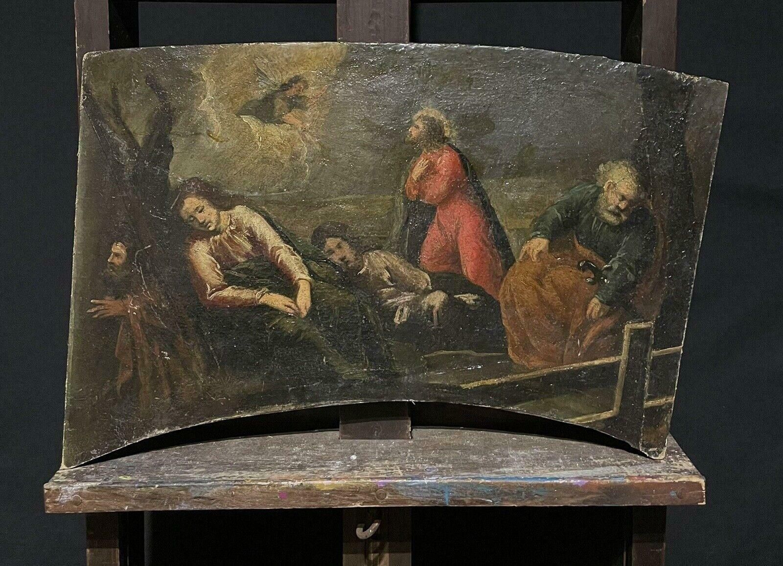 18th Century French Old Masterfrench Old Master The Garden Of Gethsemane Unusual Shape Panel photo furniture