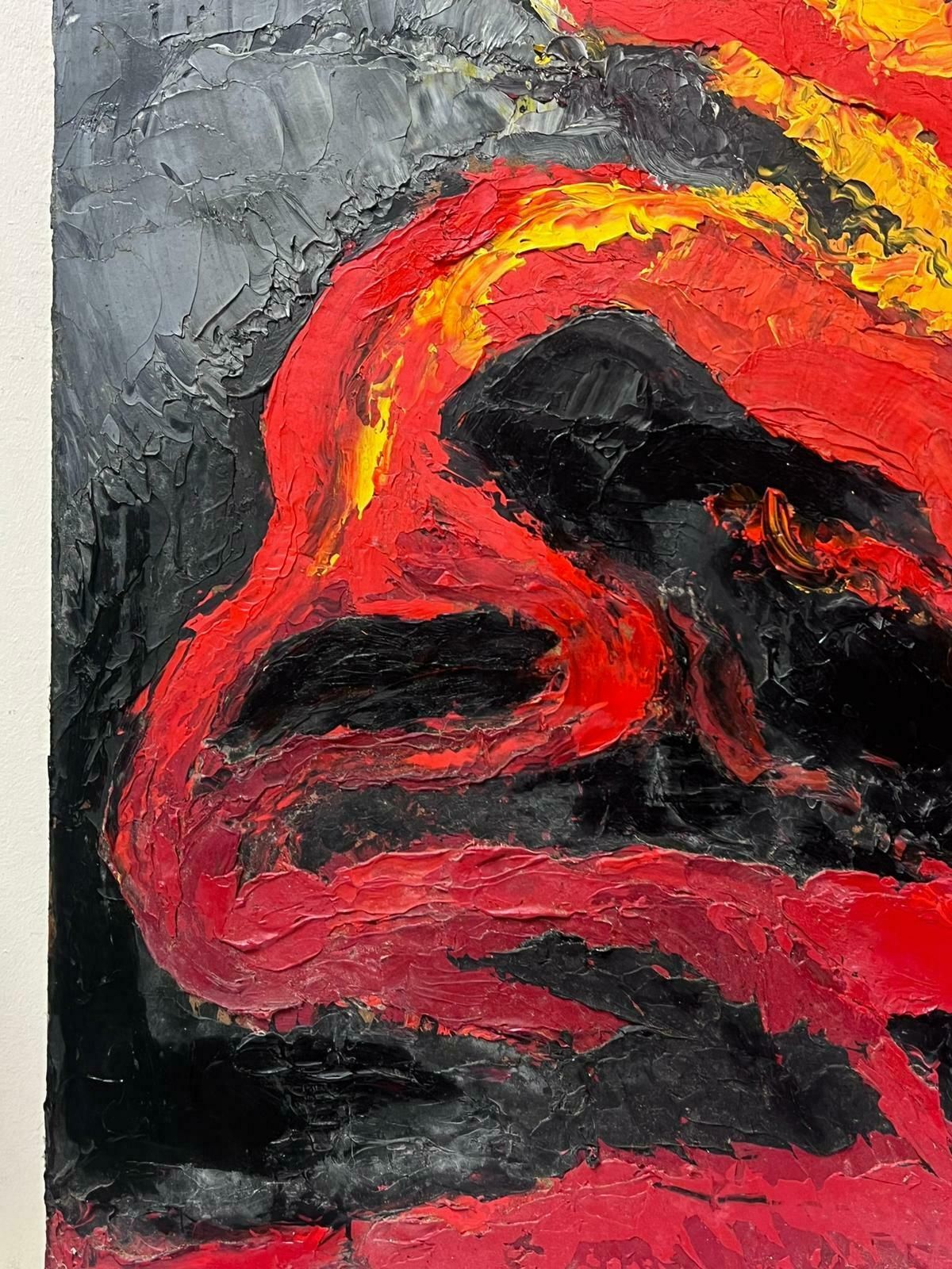 French School1970's French Expressionist Oil Painting Thick Impasto Paint Blaze Of Colors photo for sale