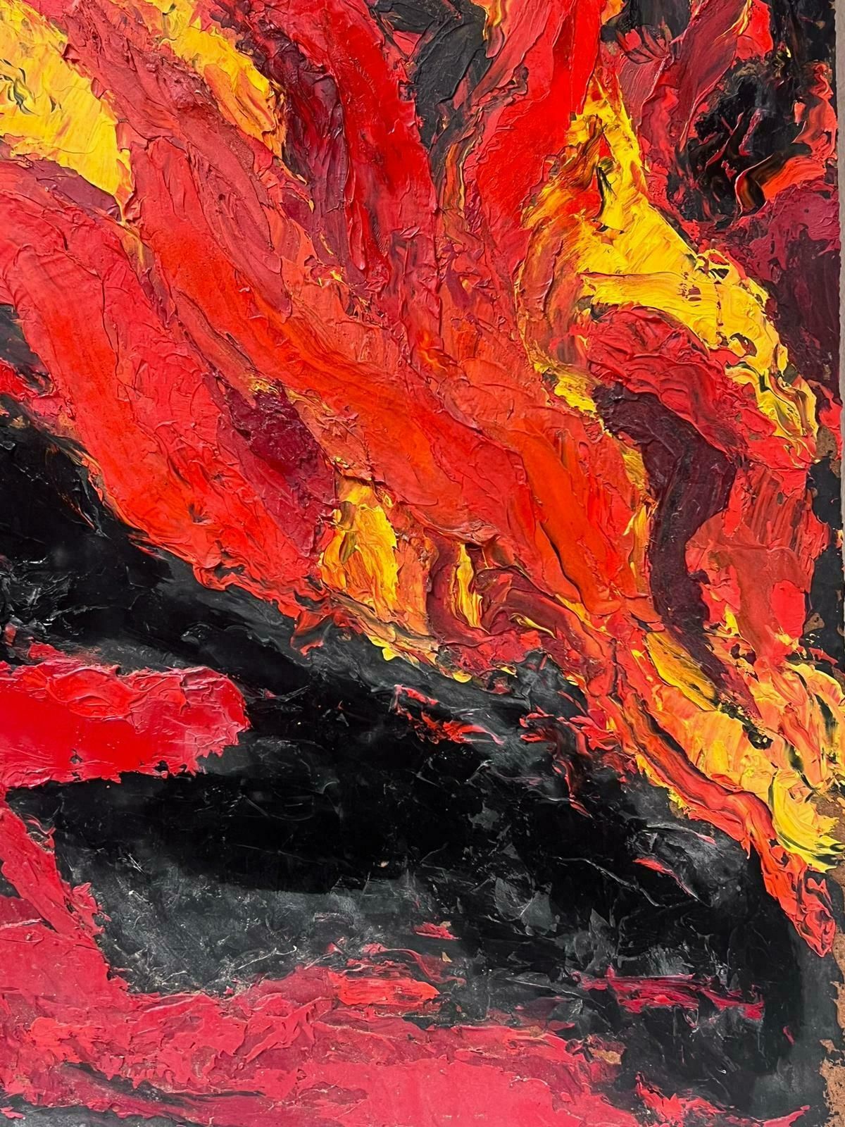 French School1970's French Expressionist Oil Painting Thick Impasto Paint Blaze Of Colors photo Art