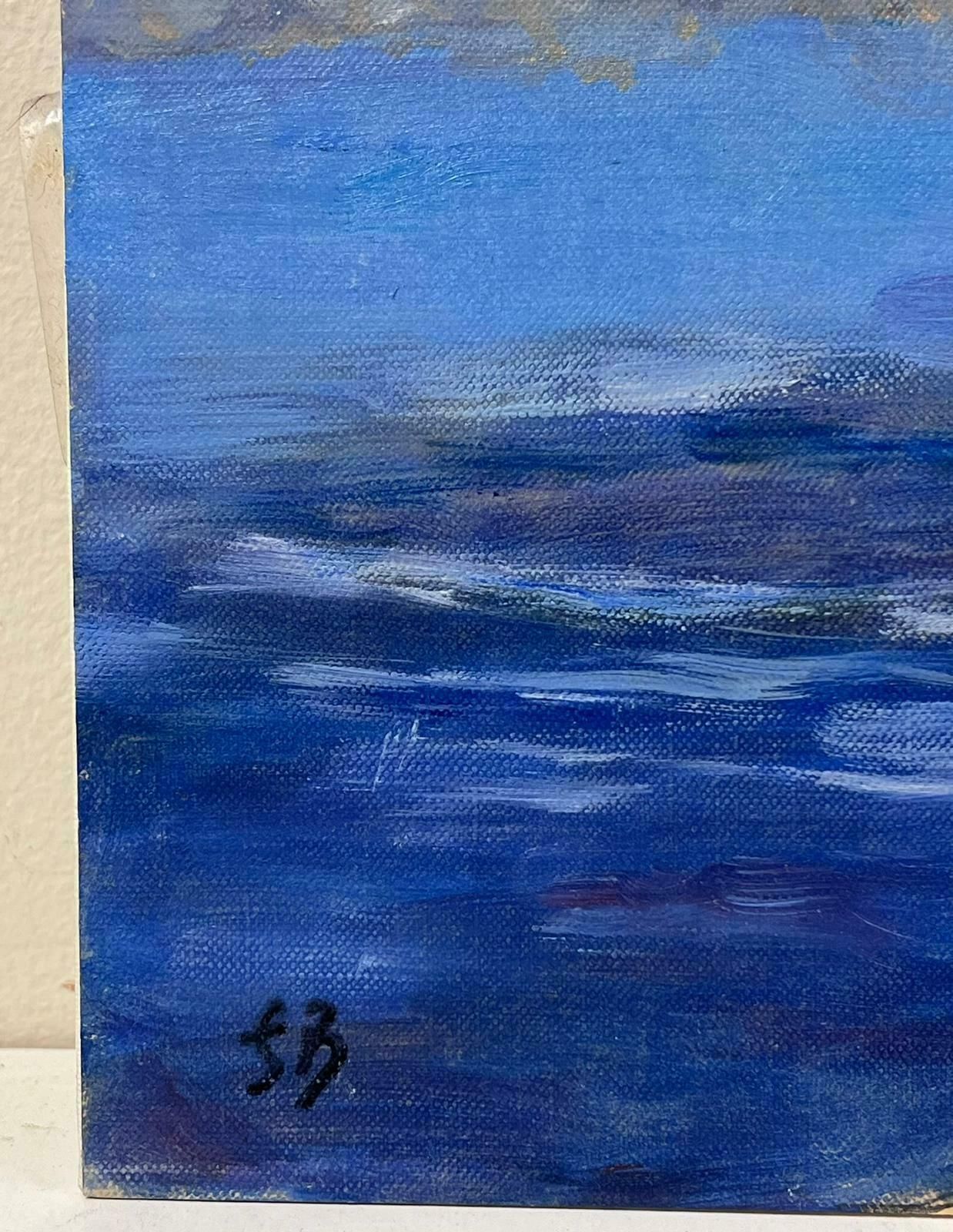 Georges Bordonovecontemporary French Impressionist Oil Sun Scorched Cliffs Over Blue Seascape photo for sale