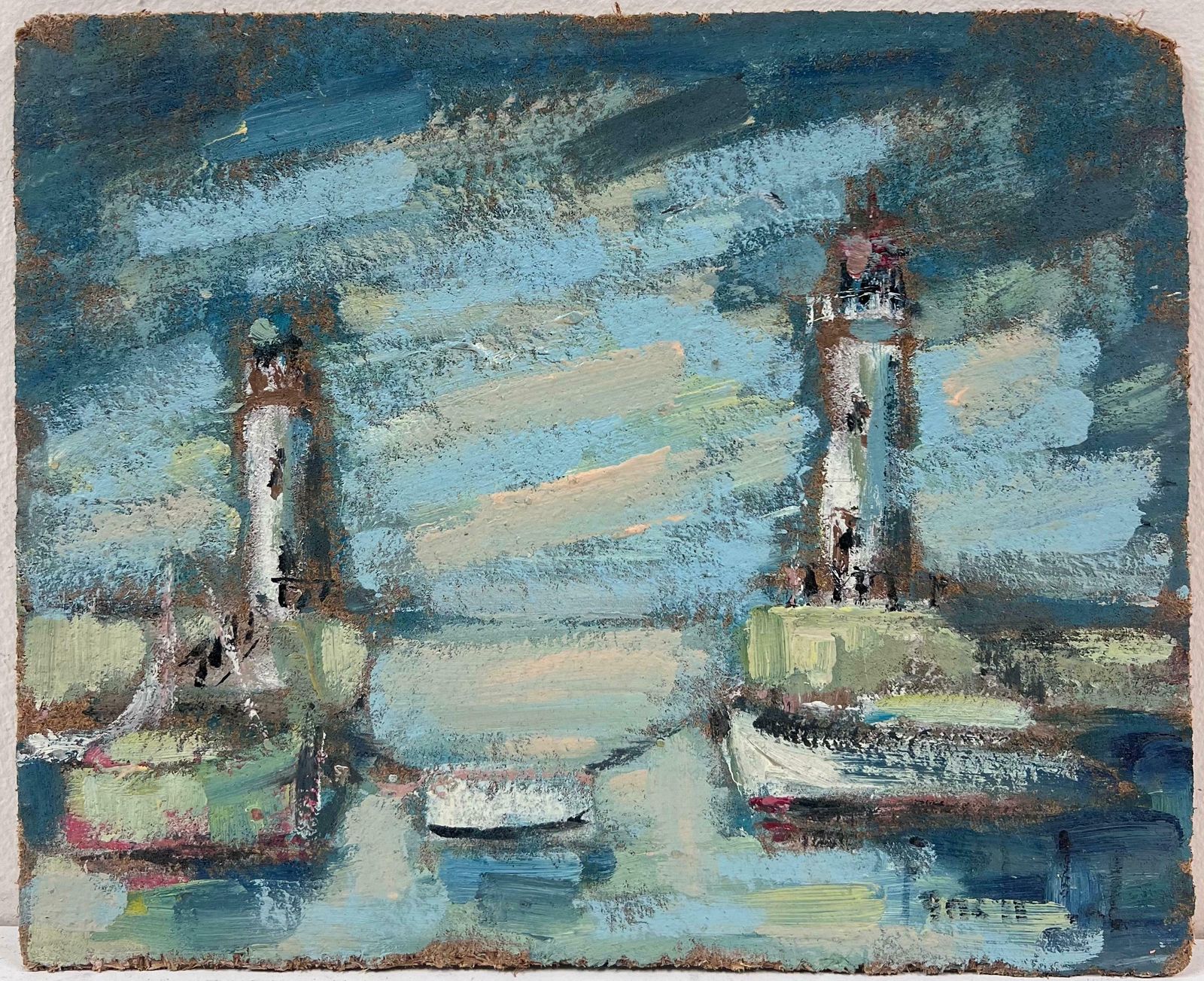 Fanch Leltwin Lighthouses Standing Tall Over A Calm Blue Seascape With Boats At Anchor20th Century photo furniture