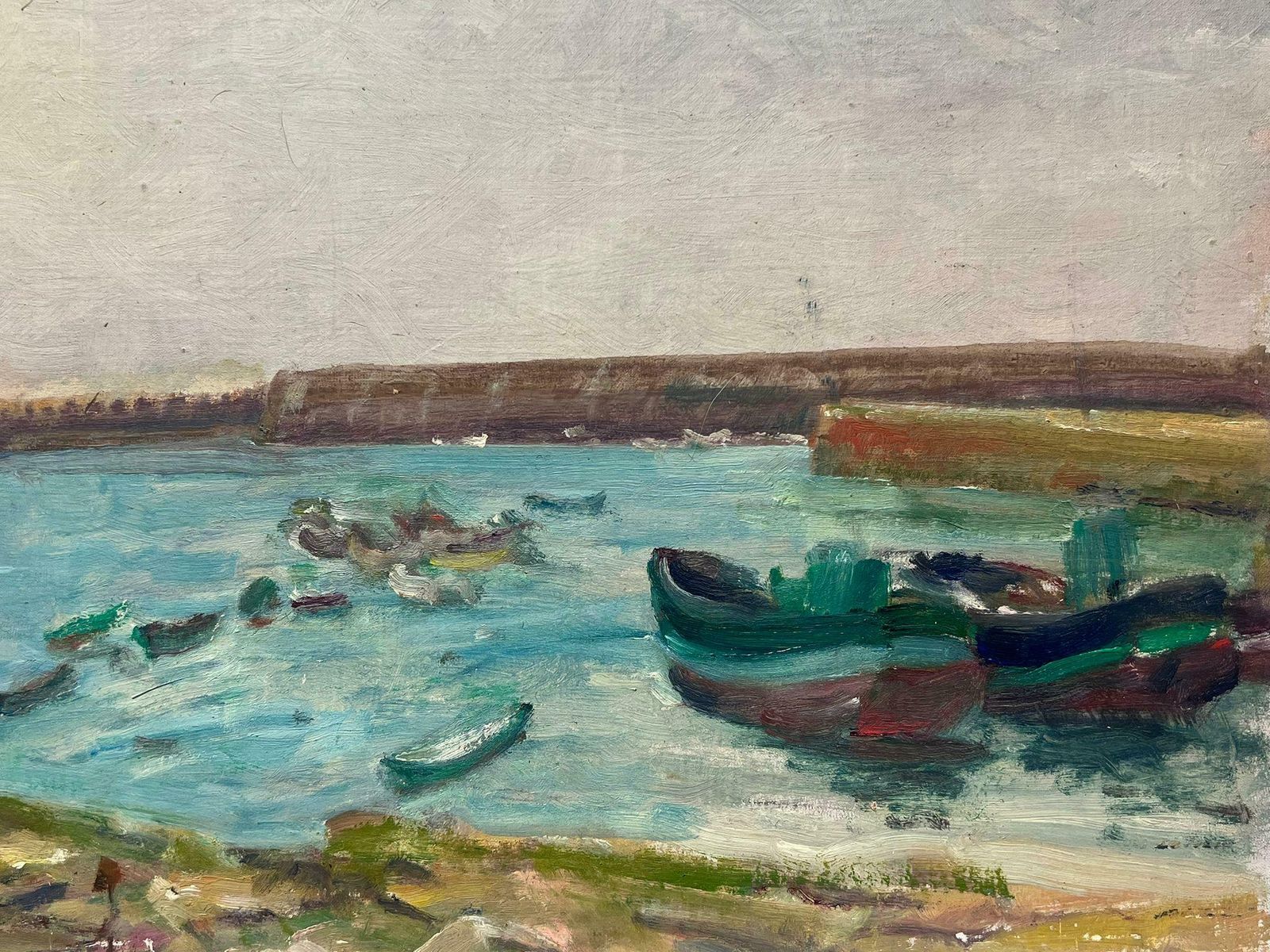 Regine Davidmid 20th Century French Post Impressionist Oil The Old Harbor1950's photo 764.0