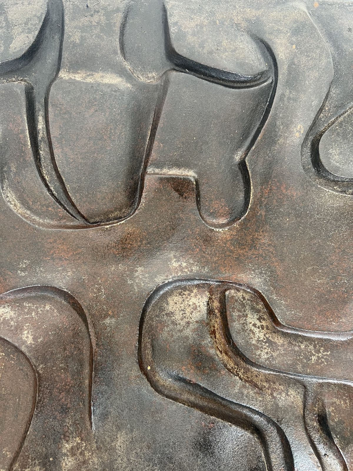 photo vintage Modernist Cast Iron Fireplace Plate