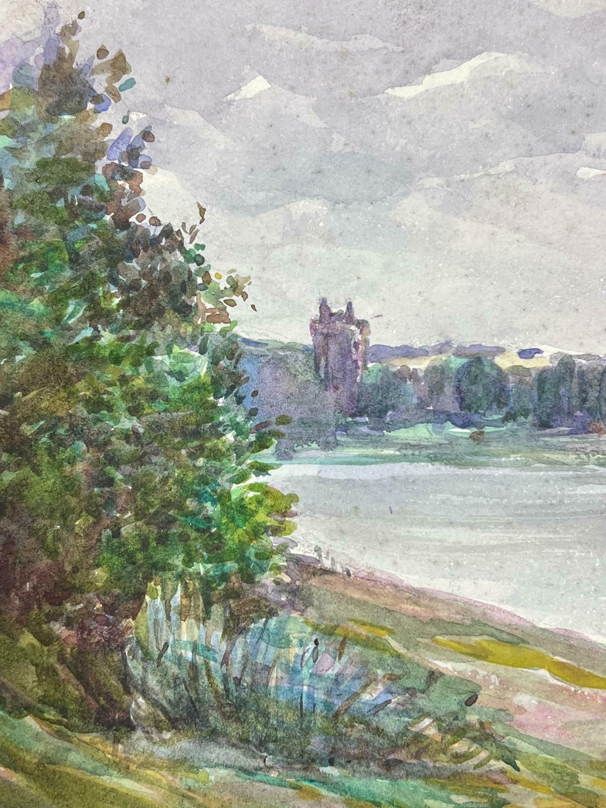 Louise Alix1930's French Impressionist Wide Grey Sea Watercolour Landscape1940's photo furniture