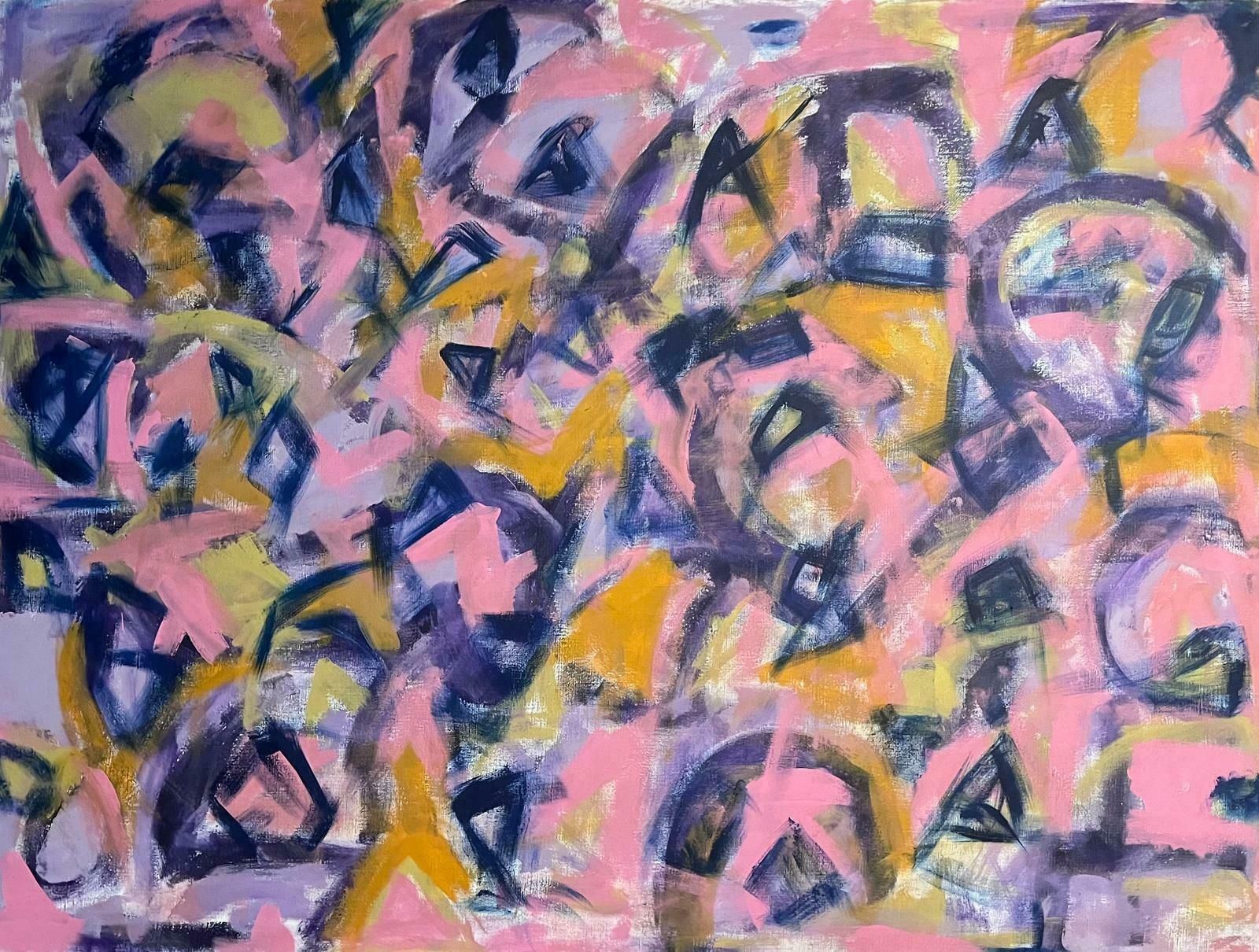 Sally Bradshawhuge Pink Purple And Orange Abstract Expressionist Painting Contemporary Britishc.2023