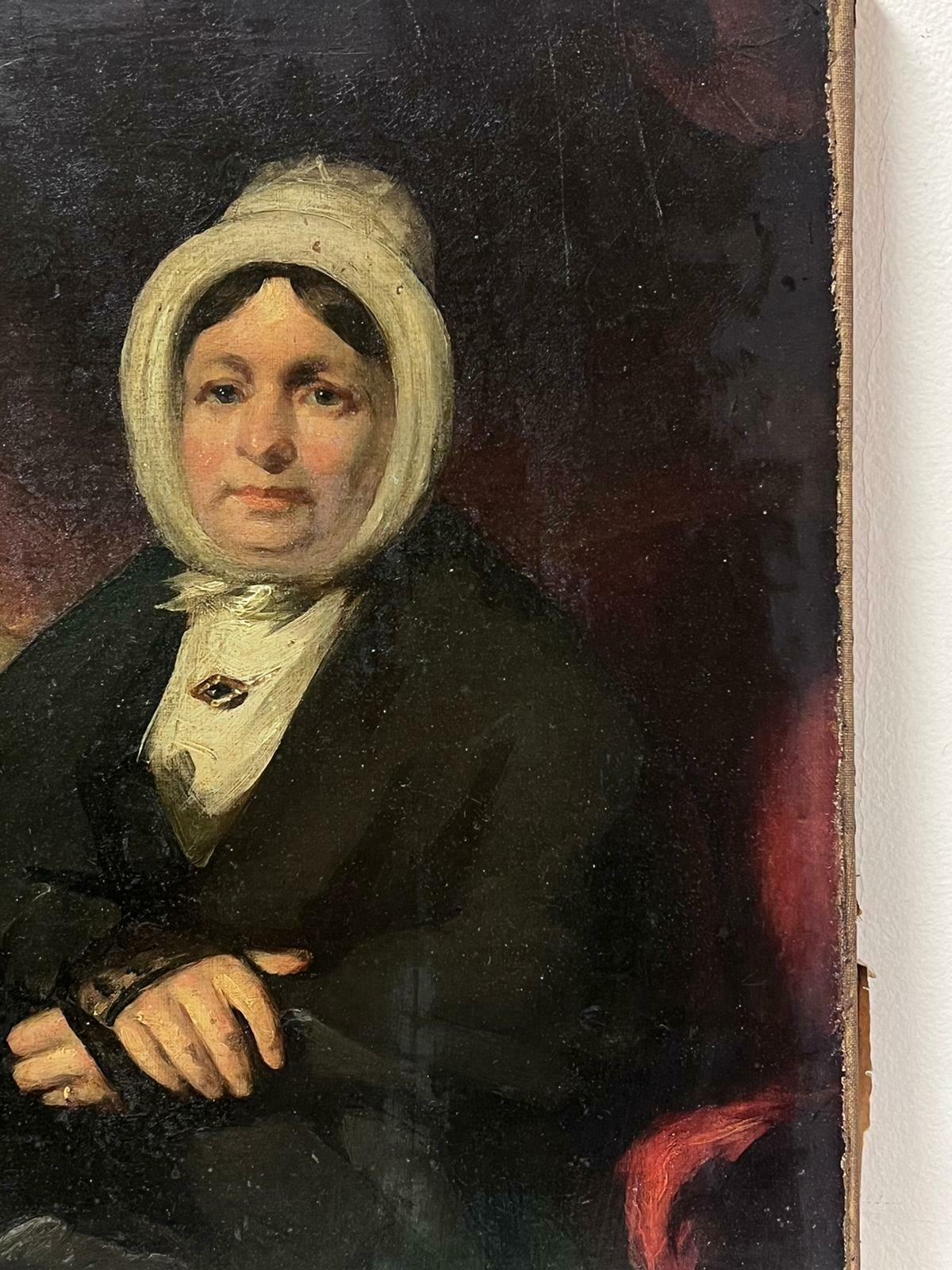 English Victorian Oil Mid Victorian Portrait Of A Lady Seated In A Chair Original 19th Century Oil C. 1850's photo furniture