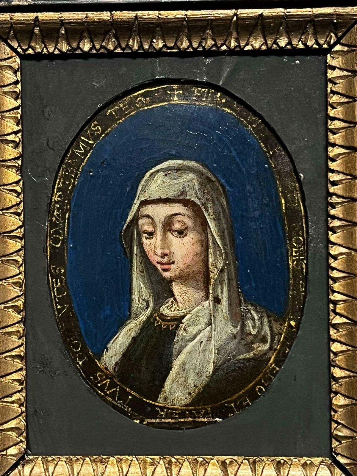 17th Century Italian Old Masterfine 17th Century Italian Old Master Oval Portrait Of Lady On Copper Wooden Frm photo for sale