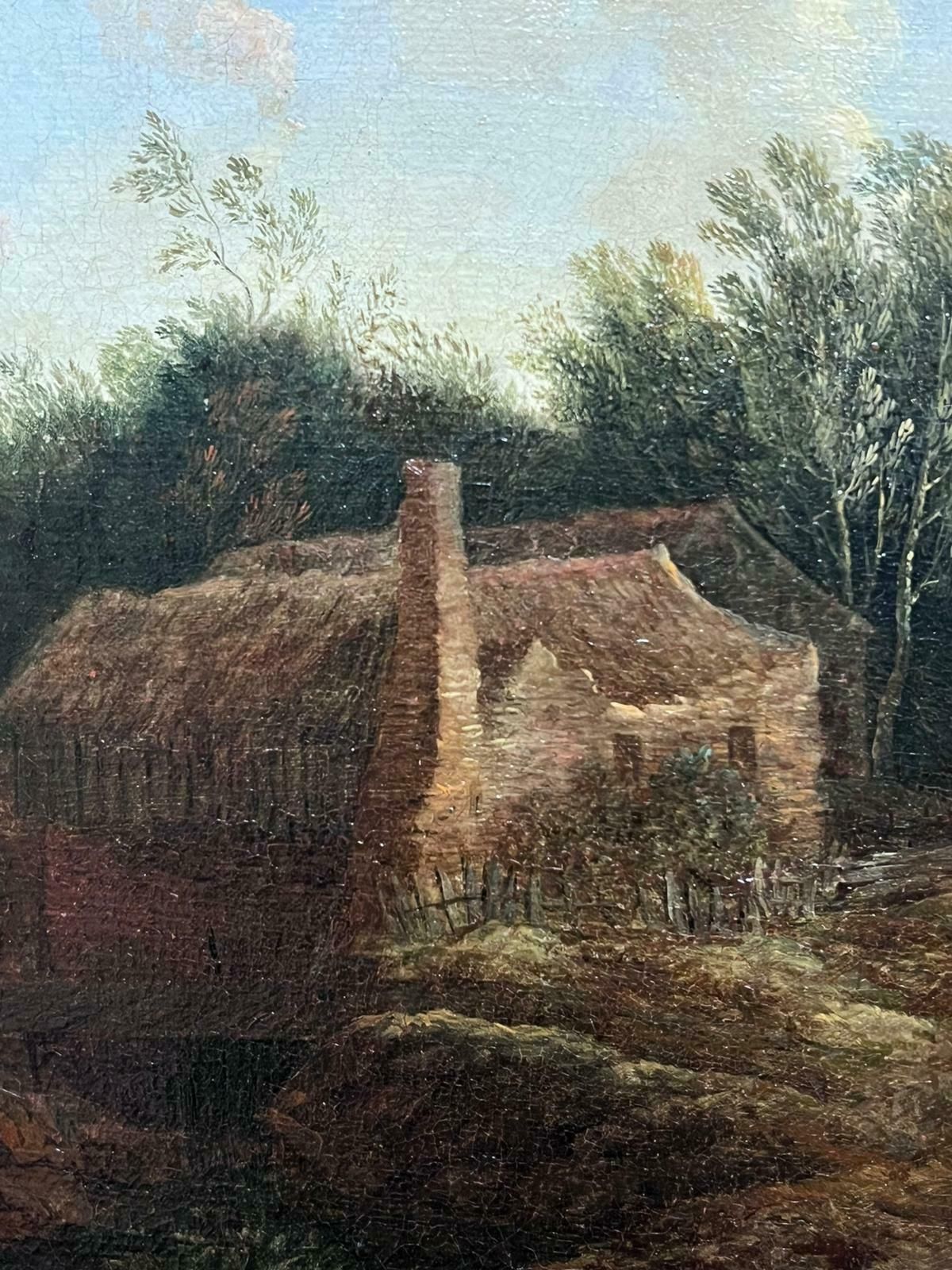 Fine 17th Century Flemish Old Master Oil Painting Travellers Country Landscape photo Art