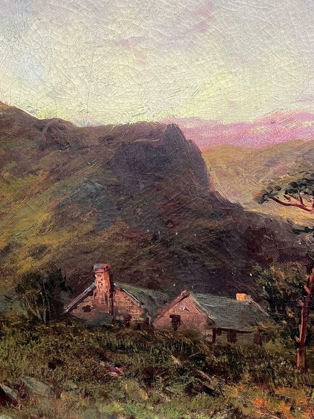 F. E. Jamiesonantique Scottish Highlands Oil Painting Figure Walking In Mountain Glen1920's photo buy