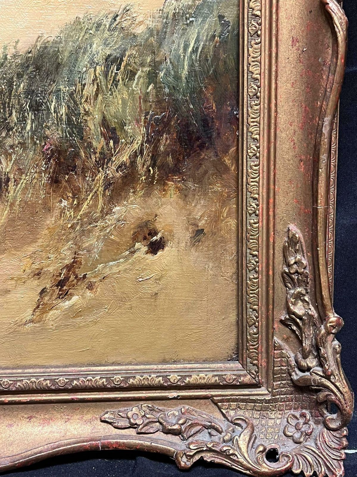 British Victorianlarge British 19th Century Oil Painting Donkey Cart On Sandy Beach Blue Skies19th Century photo buy