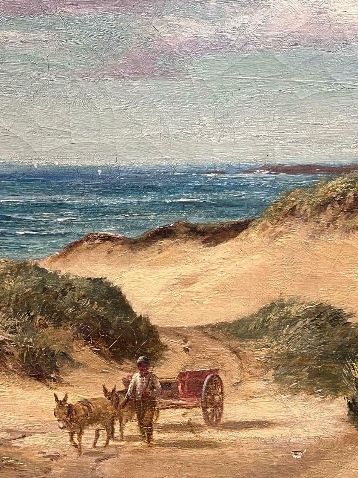 photo furniture British Victorianlarge British 19th Century Oil Painting Donkey Cart On Sandy Beach Blue Skies19th Century
