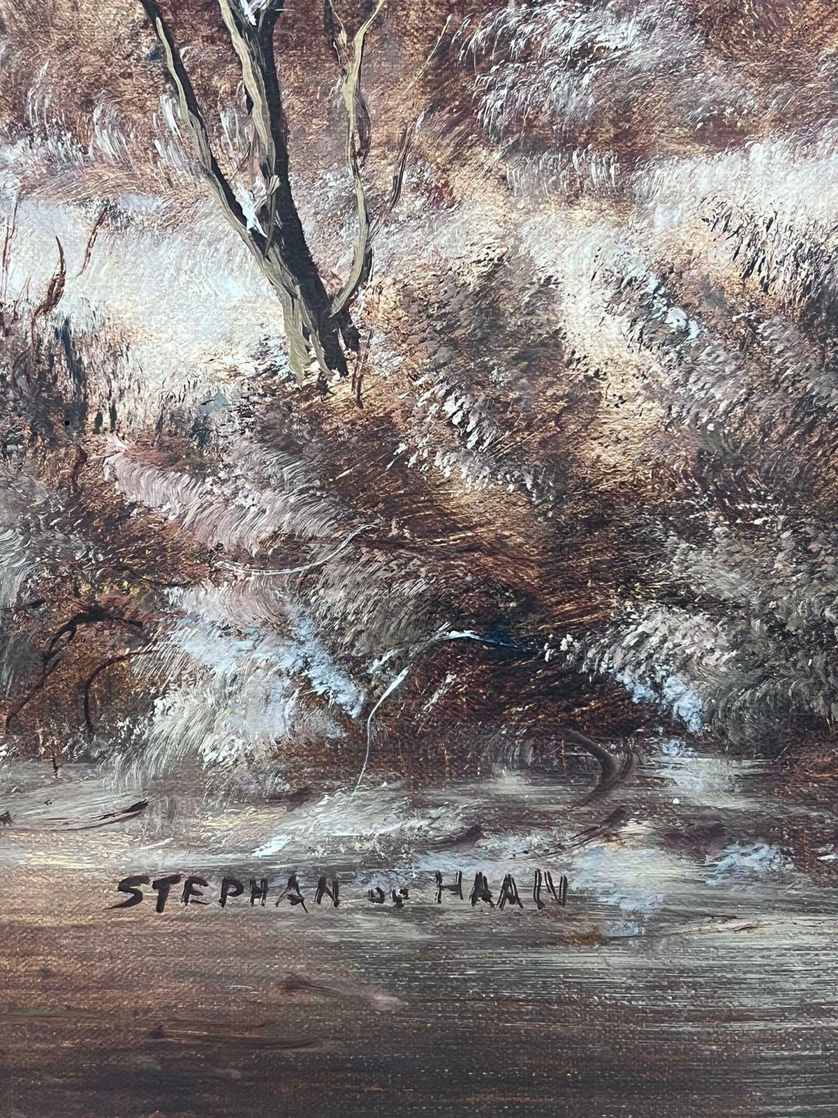 photo for sale Dutch Artistclassical Dutch Winter Scene Figures Large Oil Painting Signed & Gilt Framed1950's