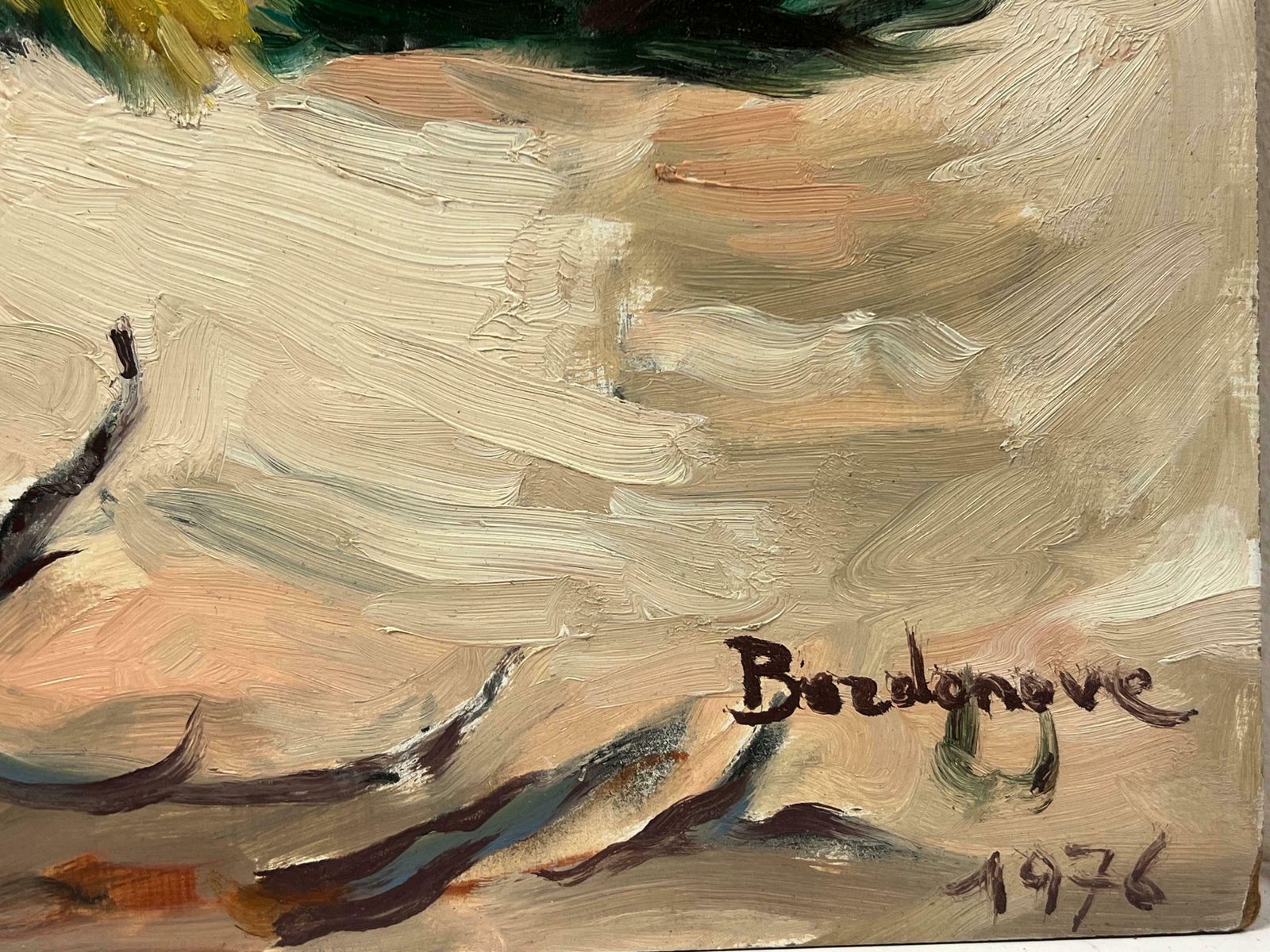 photo furniture Georges Bordonove1970's French Post Impressionist Signed Oil Painting Sand Dunes On The Beach1976