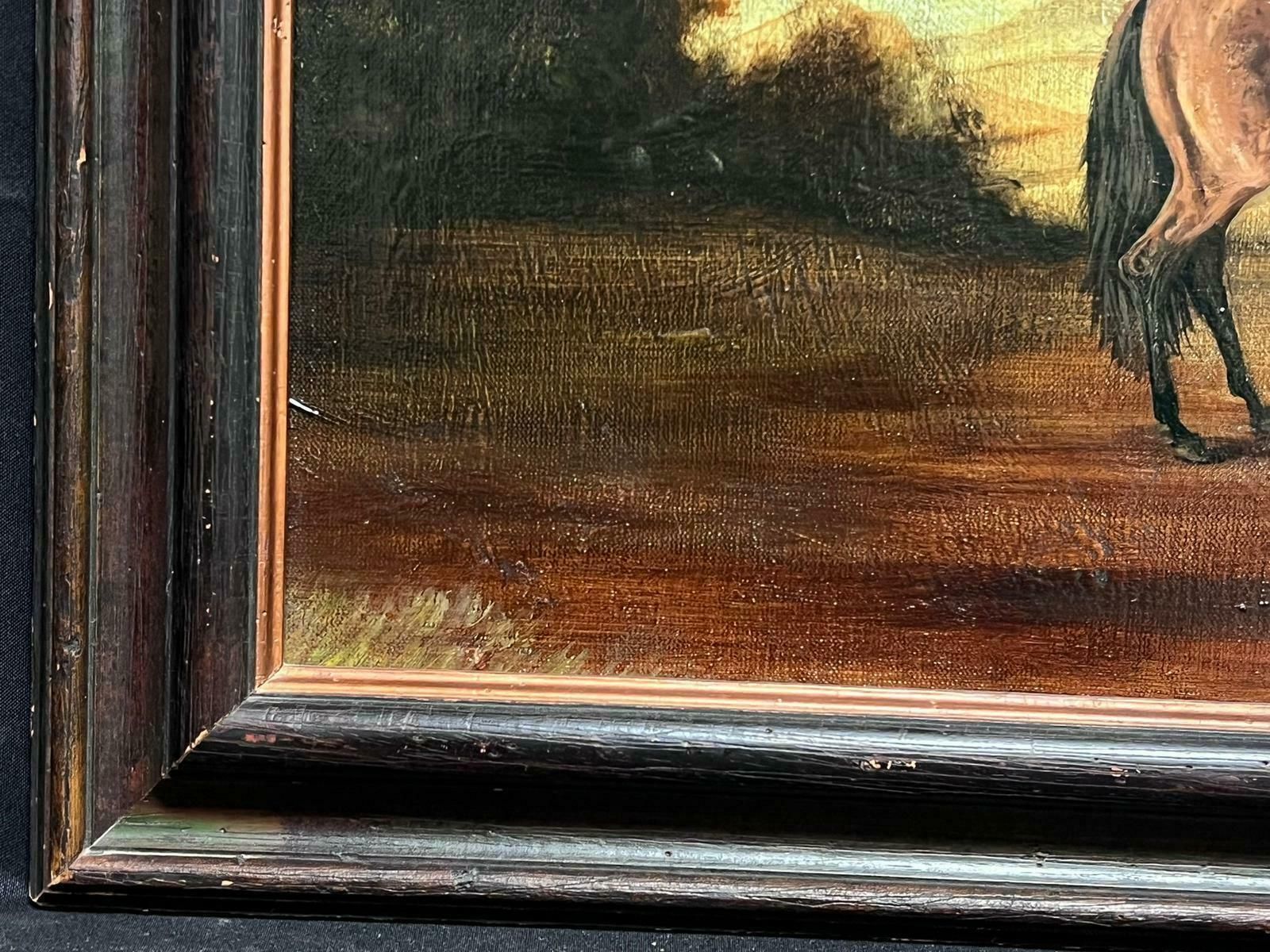 photo furniture French Schoollarge French Oil Painting Two Horses In Landscape Grey And Chestnut Framed