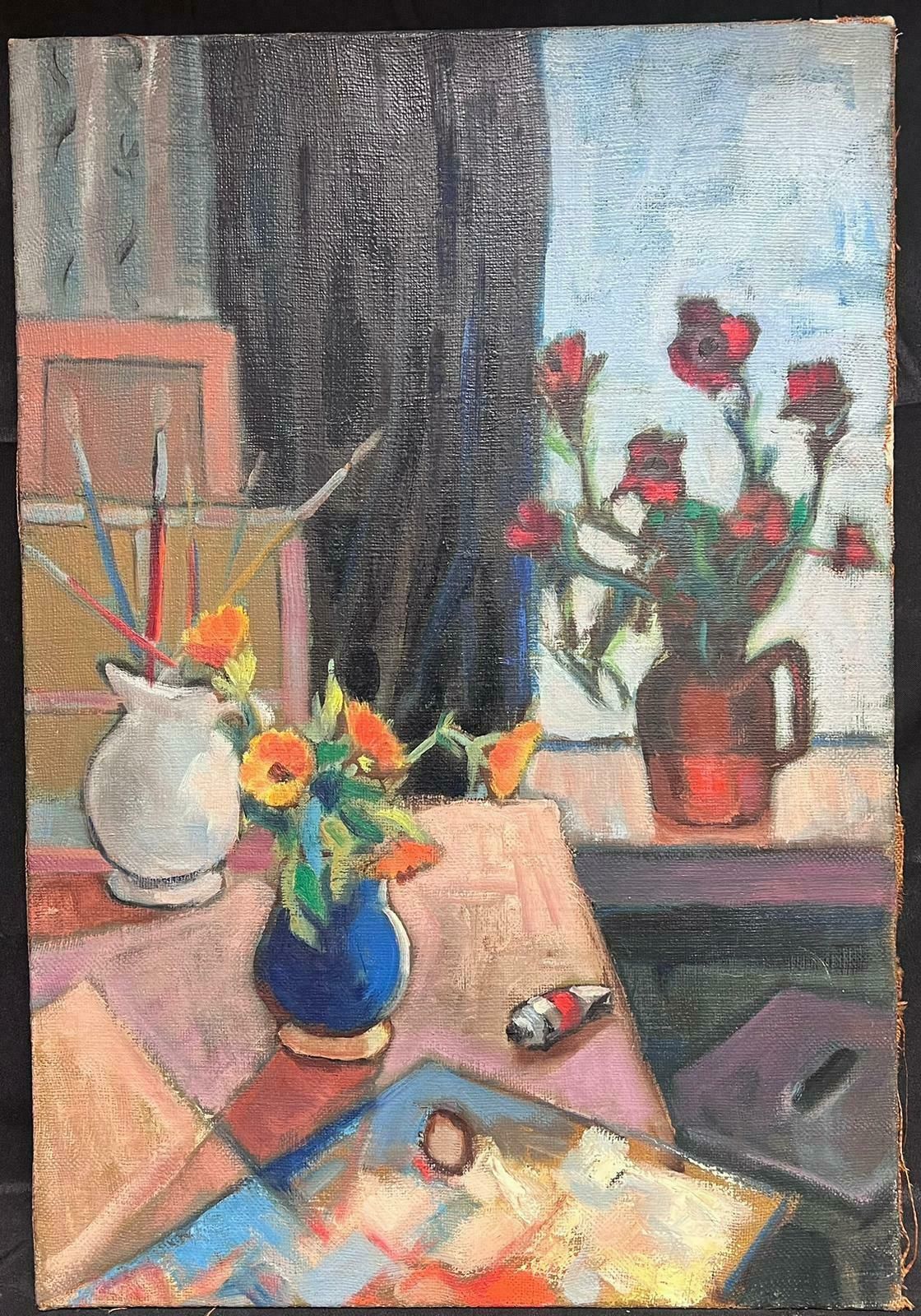 French 1930'slarge French Post Impressionist 1930's Oil Still Life Artists Studio Interior1930's photo furniture