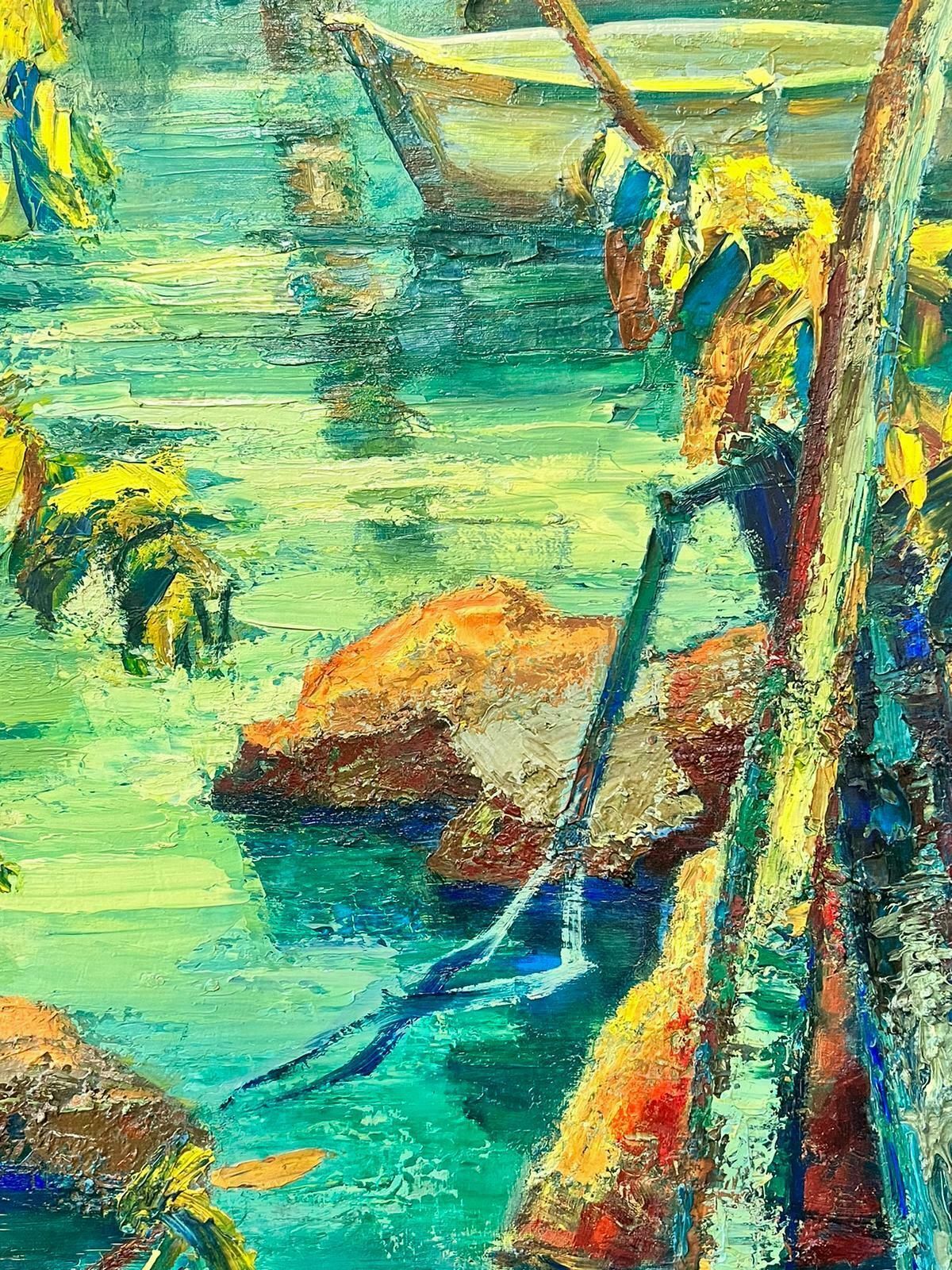 Josine Vignonsigned French Post Impressionist Oil Mid Century Jungle Pond With Boat1960's photo 1330.0