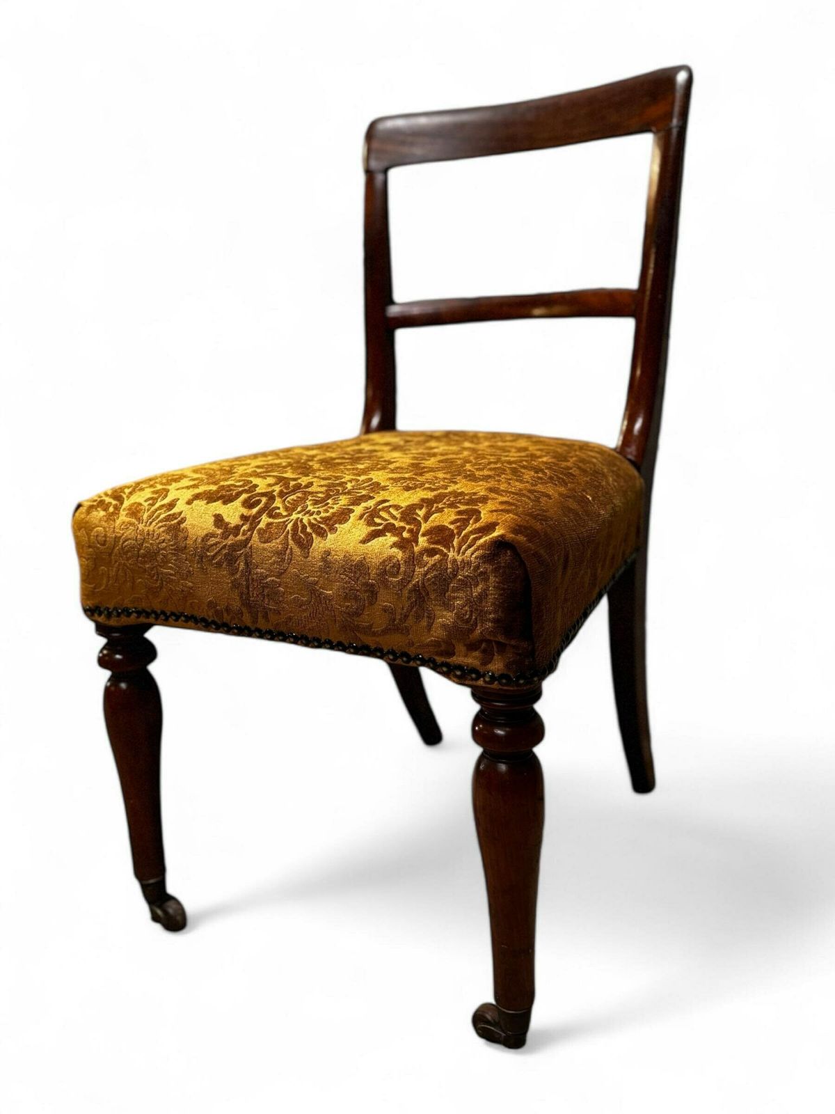 Antique Victorian Bedroom Chair / New Upholstery / C1860