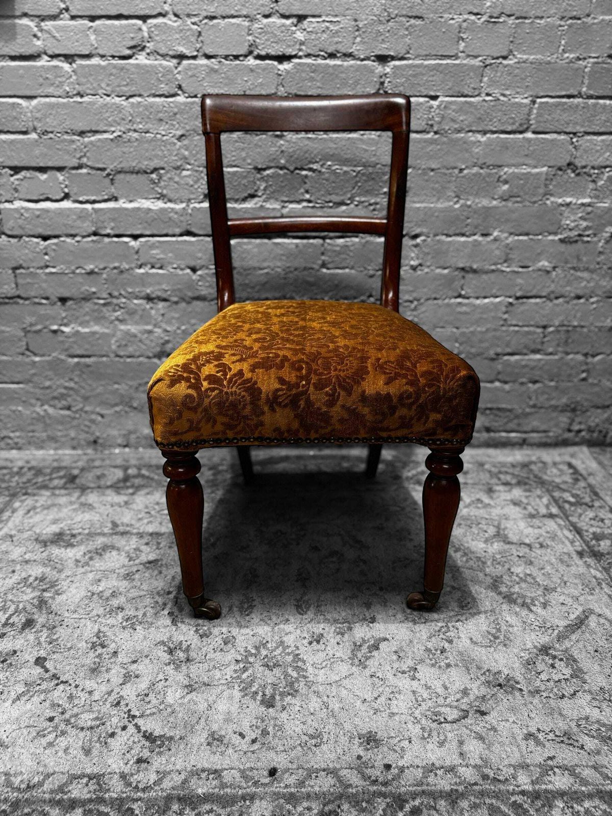 photo furniture Antique Victorian Bedroom Chair / New Upholstery / C1860