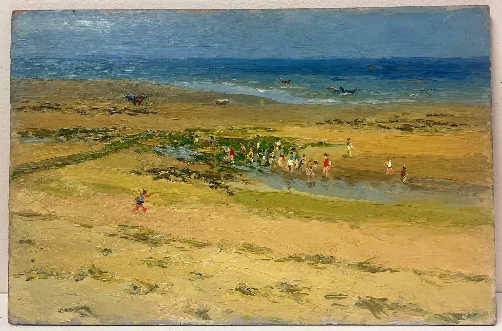 Josine Vignoncrowded Beach Scene Figures Playing On Sand 20th Century French Oil Painting photo Art