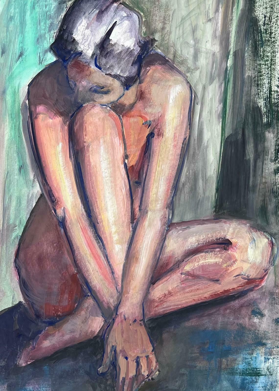 French Modernistreclining Nude Lady Model 1970's French Modernist Painting Provence Collection1970's