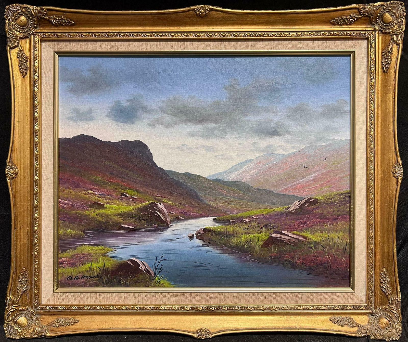 Brian Horsewellfine Scottish Highland River Landscape Atmospheric Sky Original British Oil
