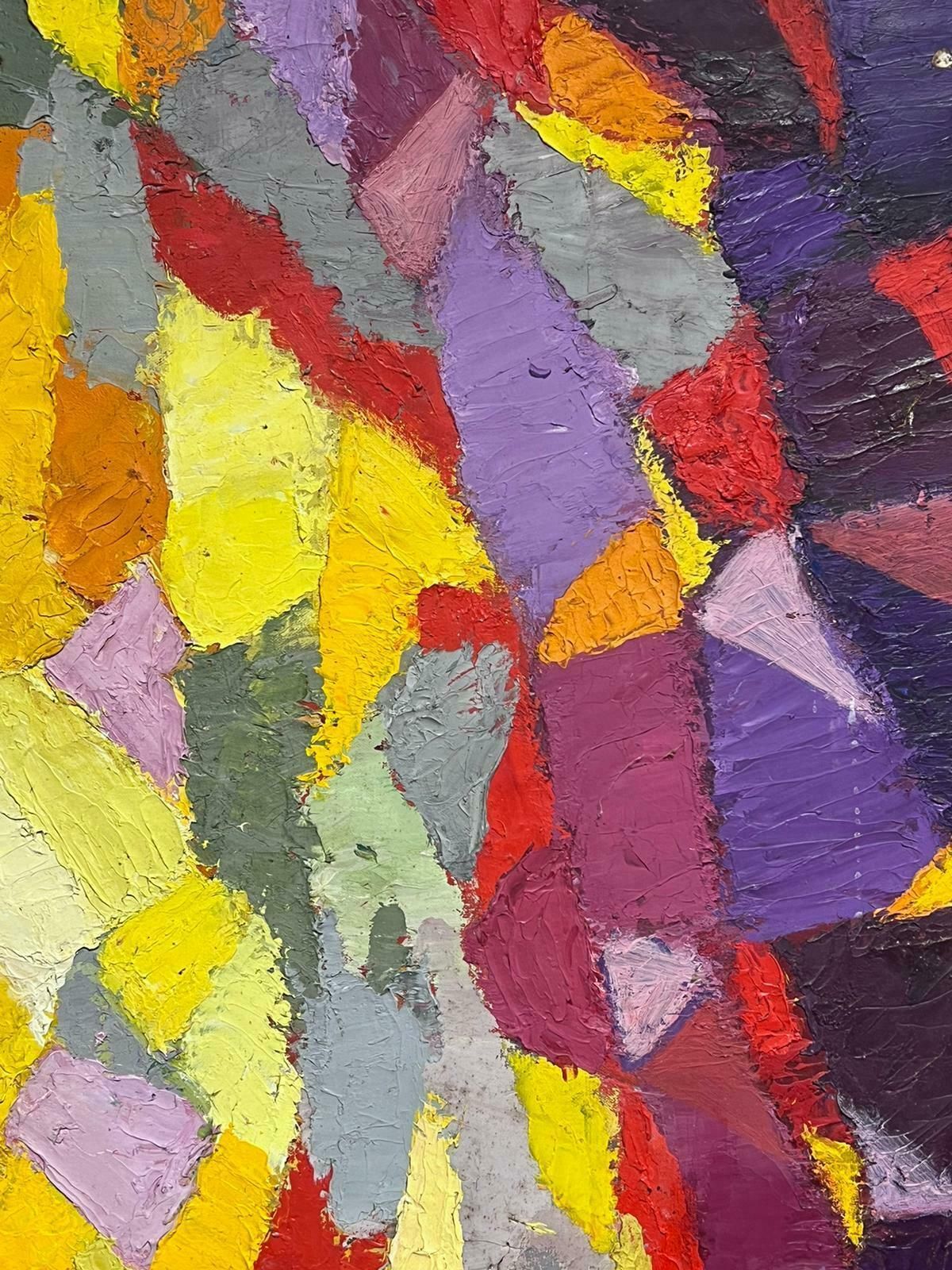 French Cubist 1950'slarge Mid 20th Century French Cubist Thick Impasto Oil Painting Abstract Shapes1950's photo vinterior