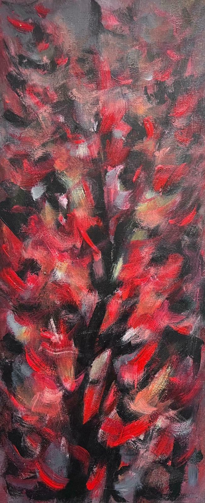 Gerard Guegueniatfrench Abstract Expressionist Signed Oil Blur Of Red & Black Colors