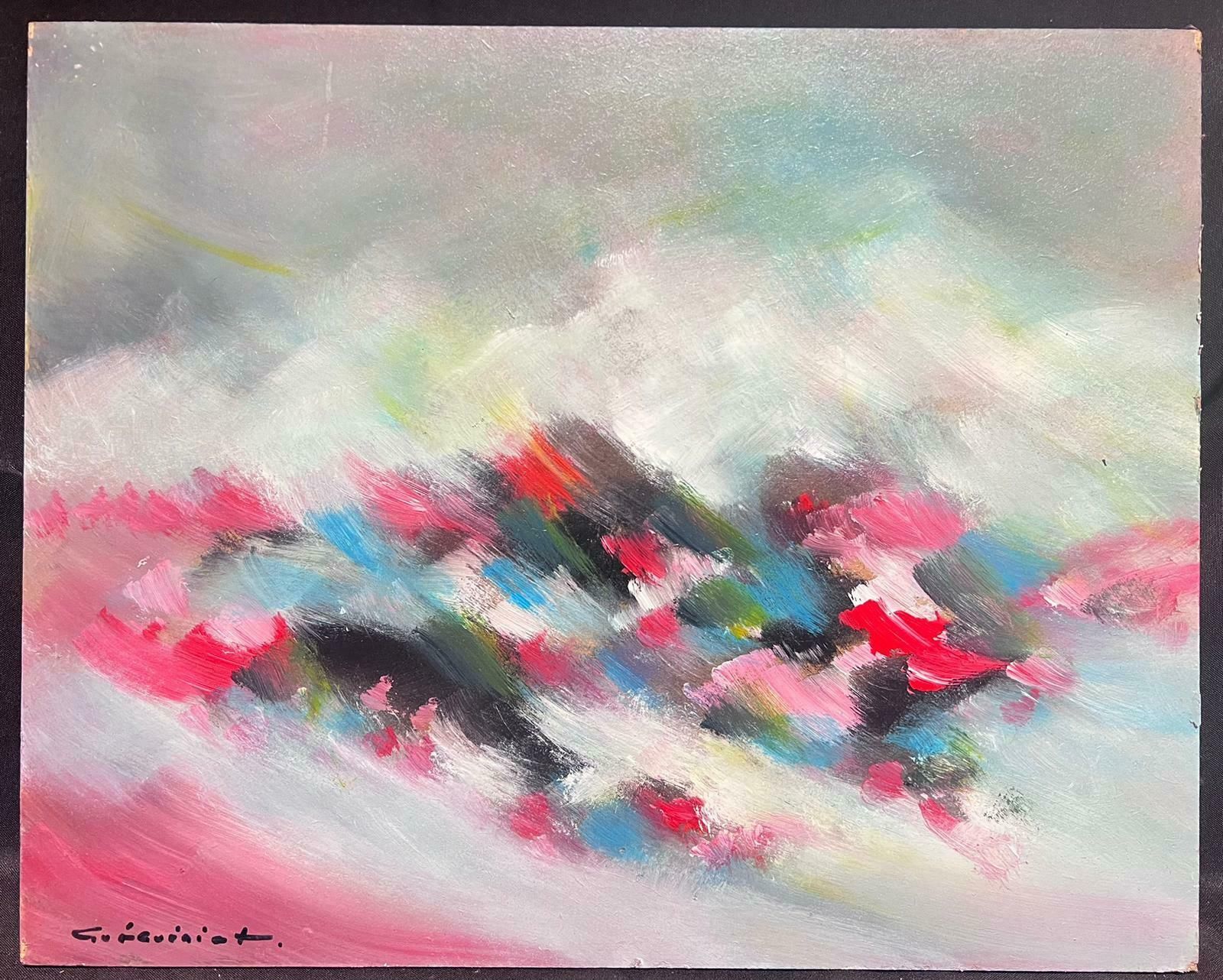 Gerard Guegueniatfrench Abstract Expressionist Signed Oil Pink Sky Fusion Blur Of Color photo furniture