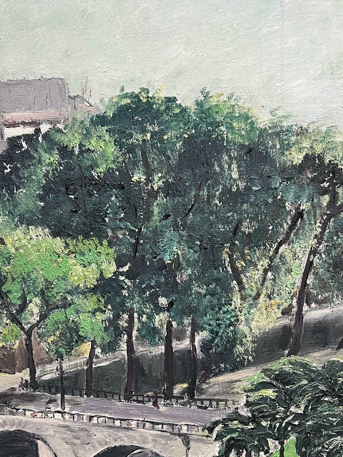 French Schoolmid 20th Century French Impressionist Oil Paris Bridge & River Seine Rooftops photo buy