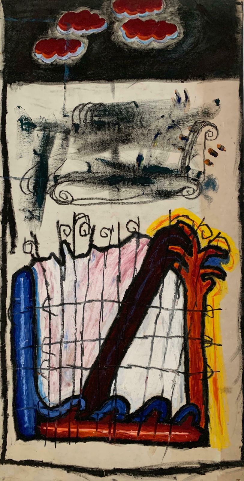 Unknownneo Expressionist Huge French Abstract Oil Painting Color Forms And Movementc.1960's