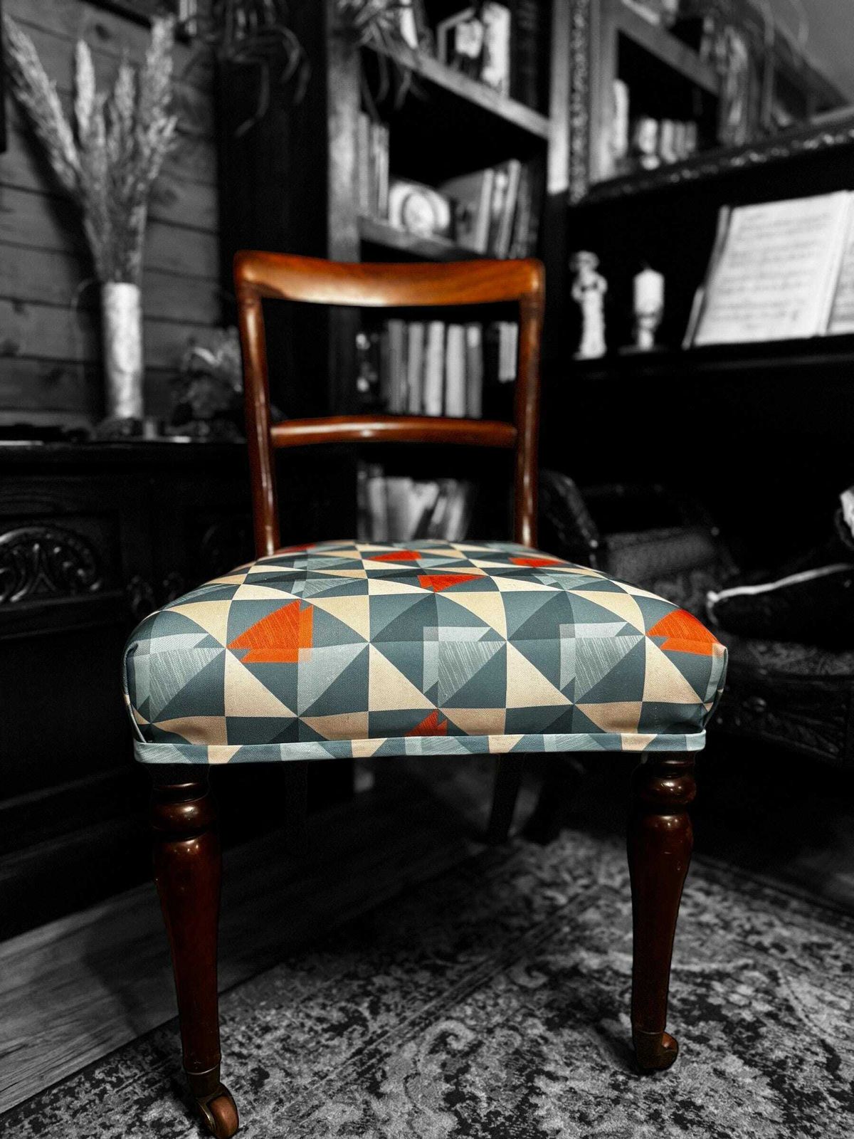 Antique Victorian Bedroom Chair C1860 / New Upholstery photo for sale