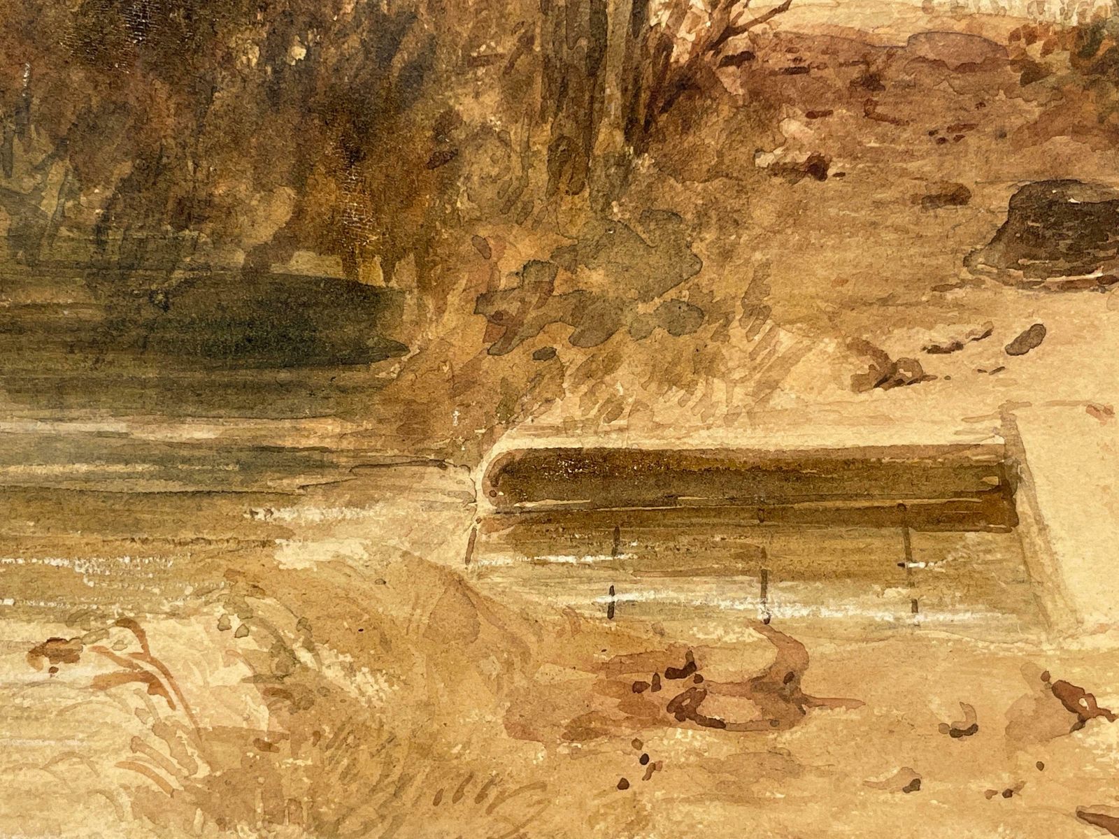 Early 19th Century Watercolour, Young Anglers On River Lea, Fine Landscapec. 1830's photo buy