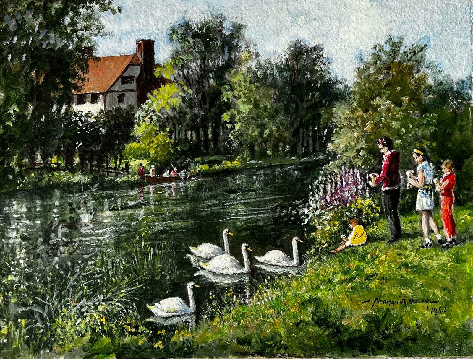 Norman A Olleya Family Day Out Feeding The Swans By The River Mole