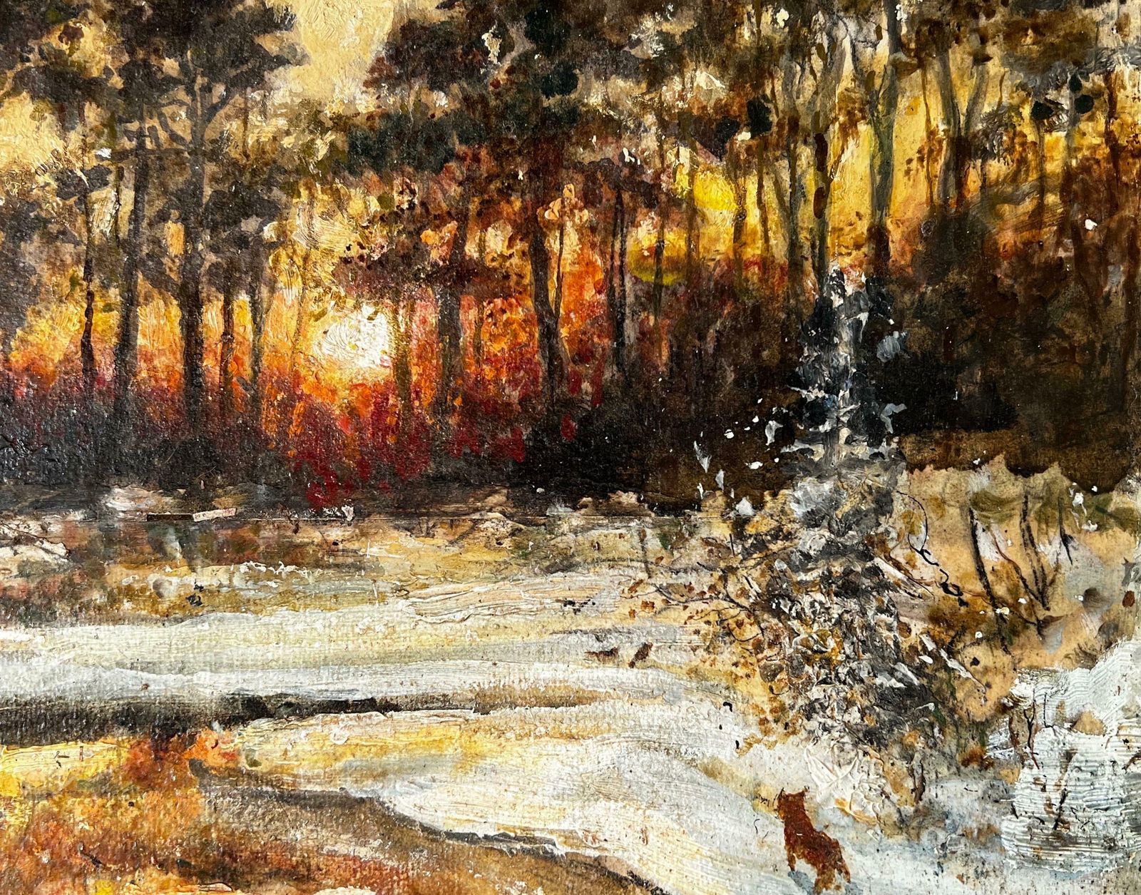 Norman A Olleysnowy Woodland Sun Rise With Observant An Small Fox photo 667.0