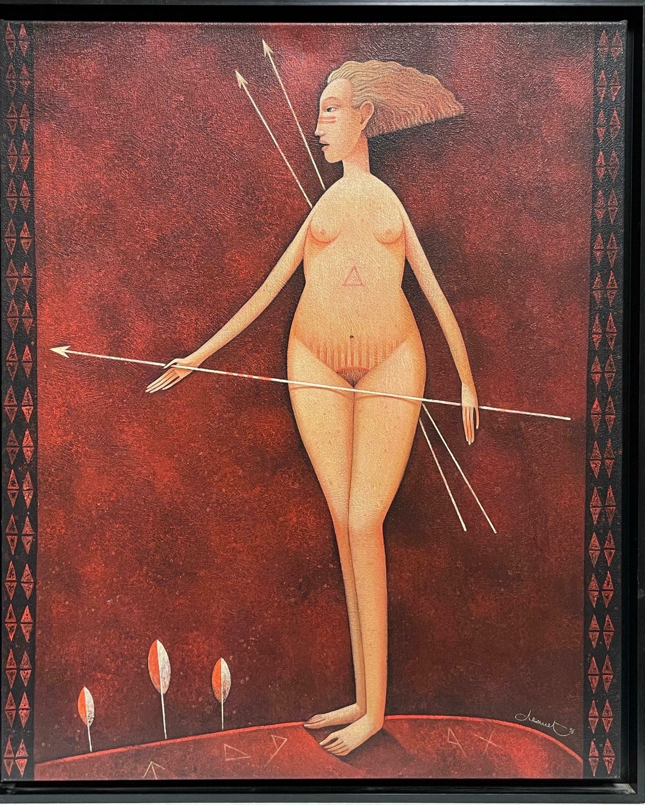 photo furniture Guerrierepair French Surrealist Nude Man & Woman Portraits Archery Bow & Arrow Signed1998